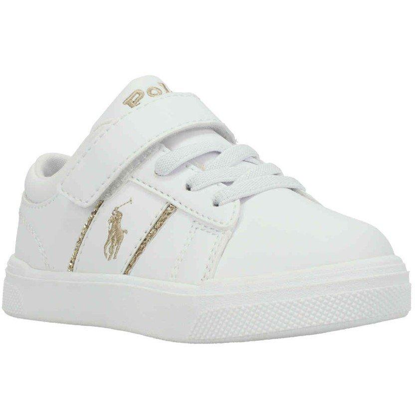 Polo Ralph Lauren Kids' Low-Top Trainers - White/Gold - Size C13 (32)