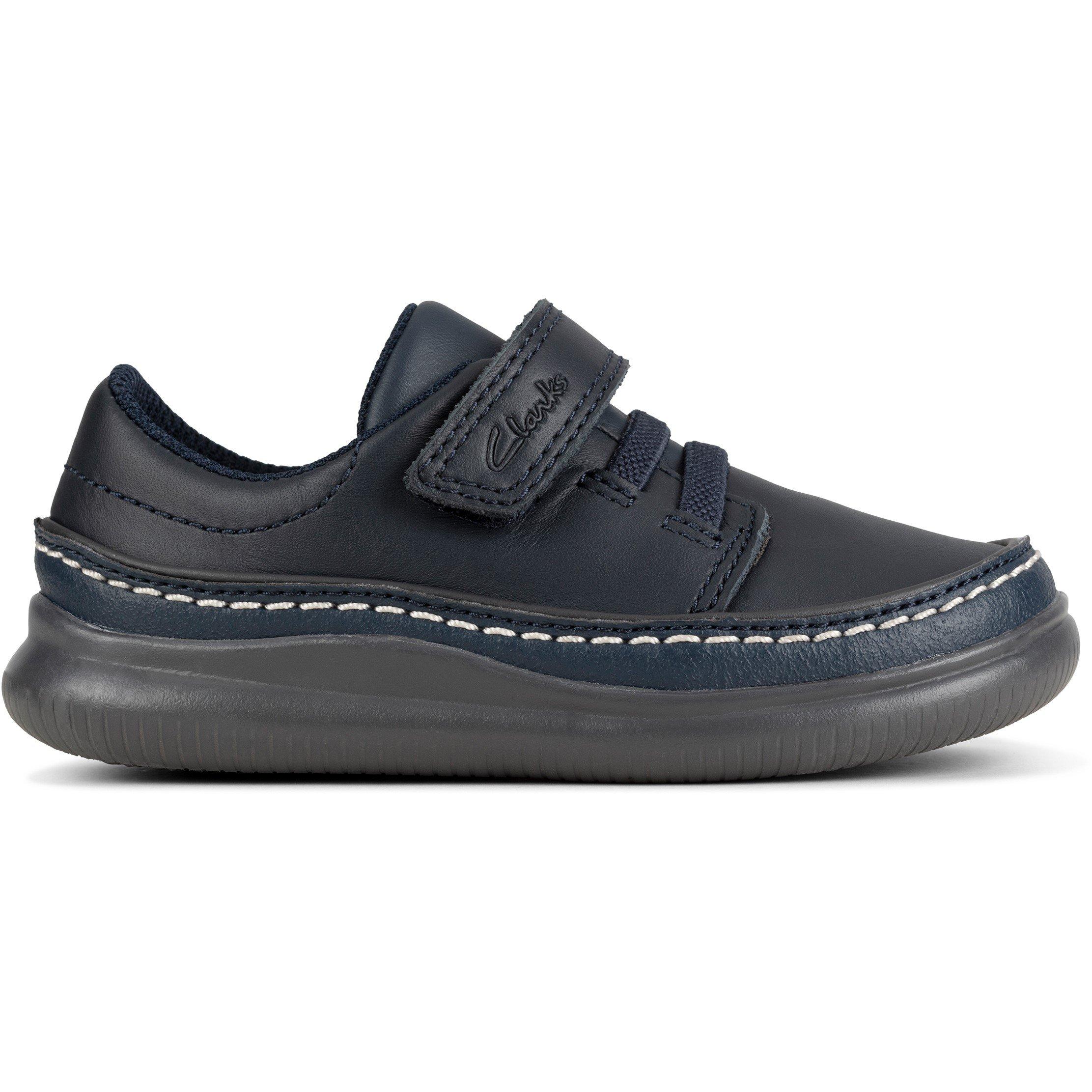 Navy Leather - Clarks - Crest Aero Low Trainers Infants - 1