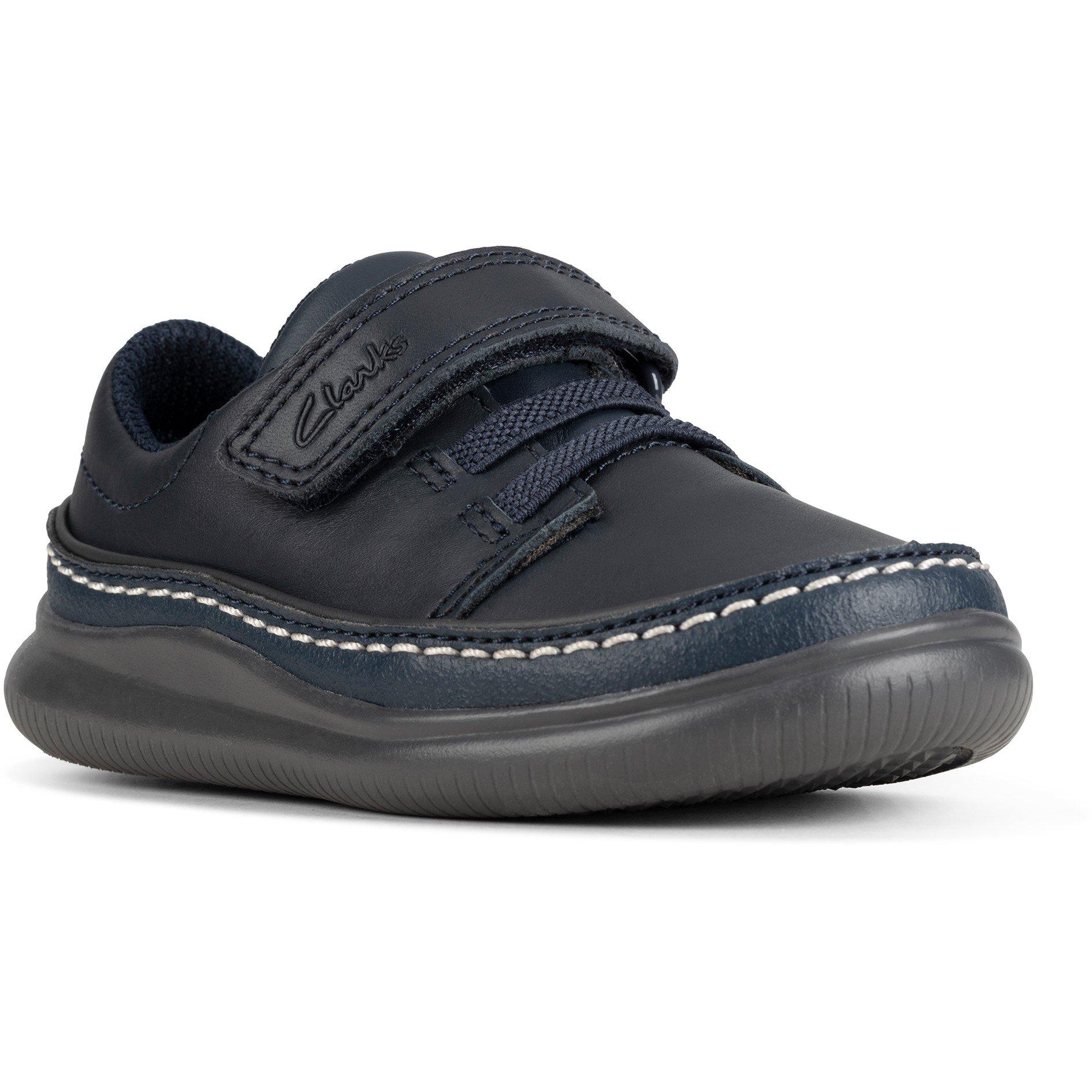 Navy Leather - Clarks - Crest Aero Low Trainers Infants - 2