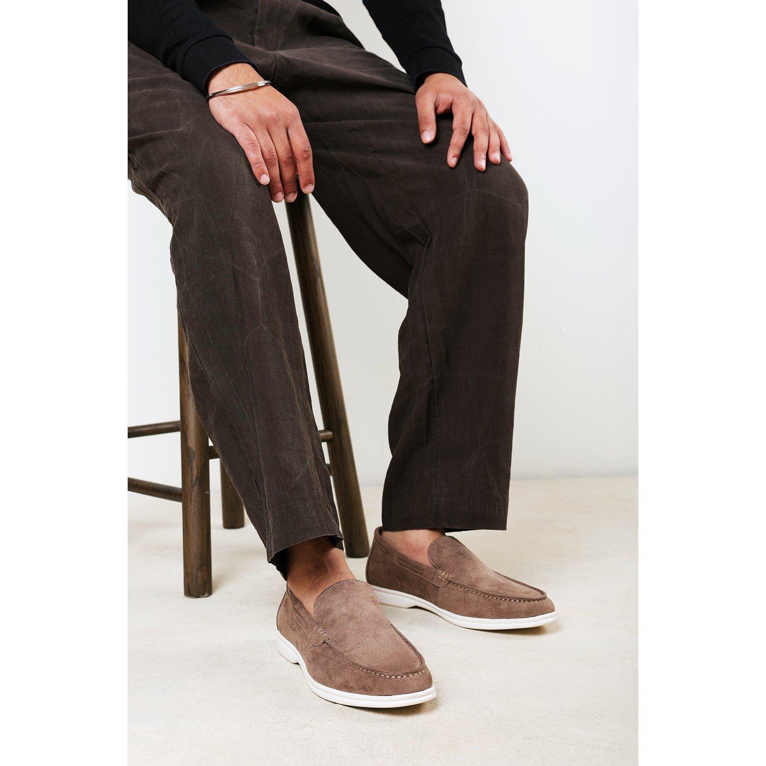 Khaki - Wheres That From - Trent Suede Slip On Easy Loafer - 5