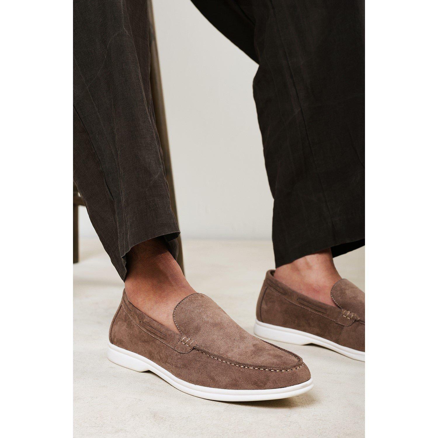 Khaki - Wheres That From - Trent Suede Slip On Easy Loafer - 6