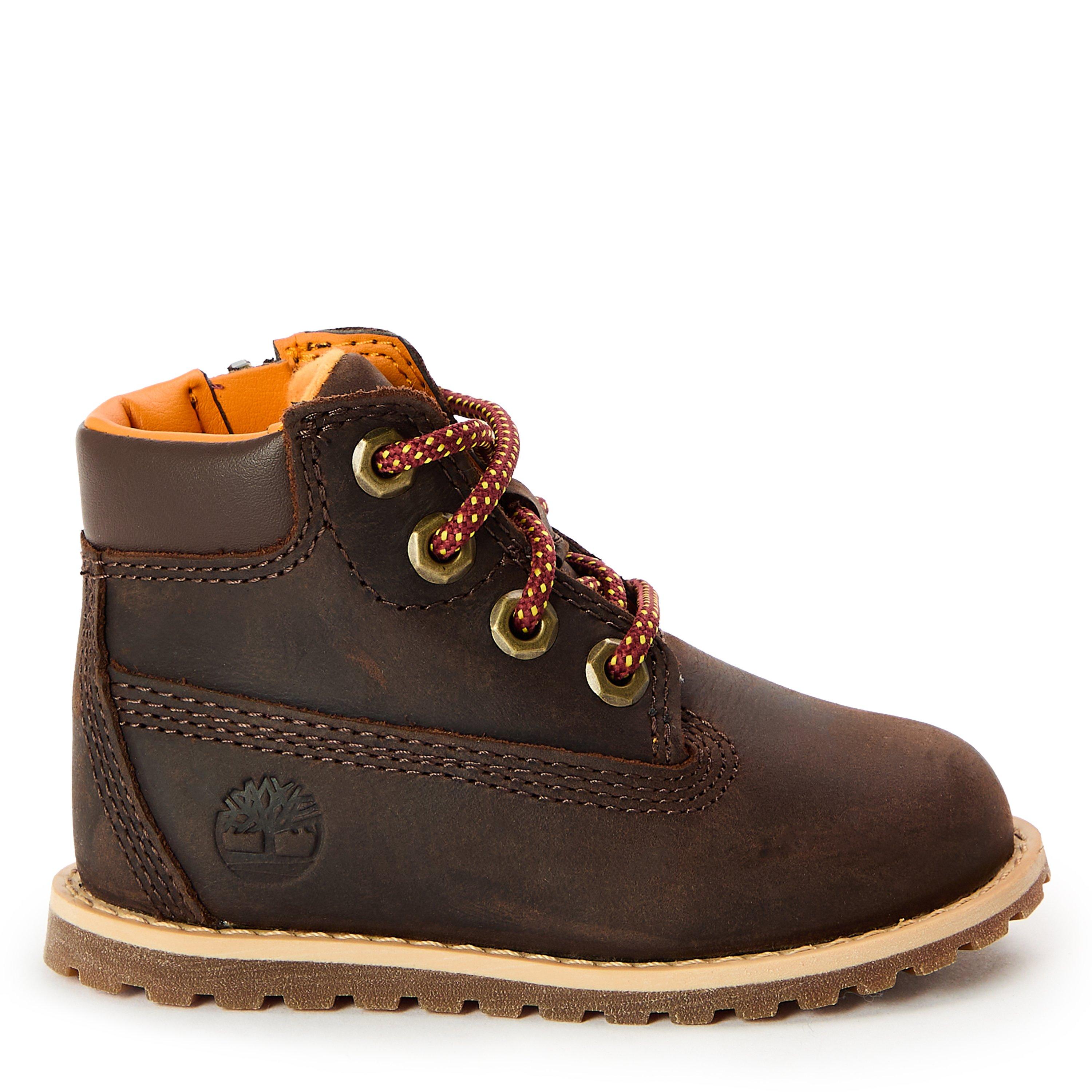 Dark Brown - Timberland - Unisex Kids Mid Lace Up With Zip Flat Ankle Boots - 1