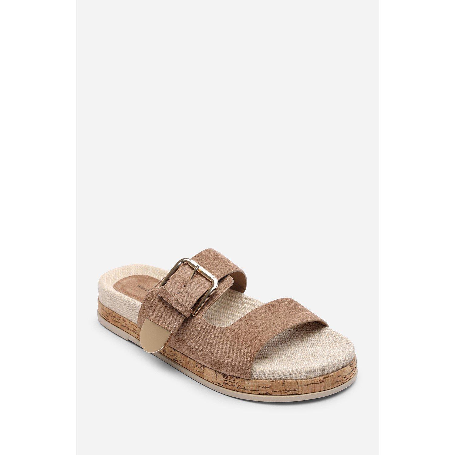 Camel - Wheres That From - Avenue Buckle Footbed Camel Suede Sandal - 3