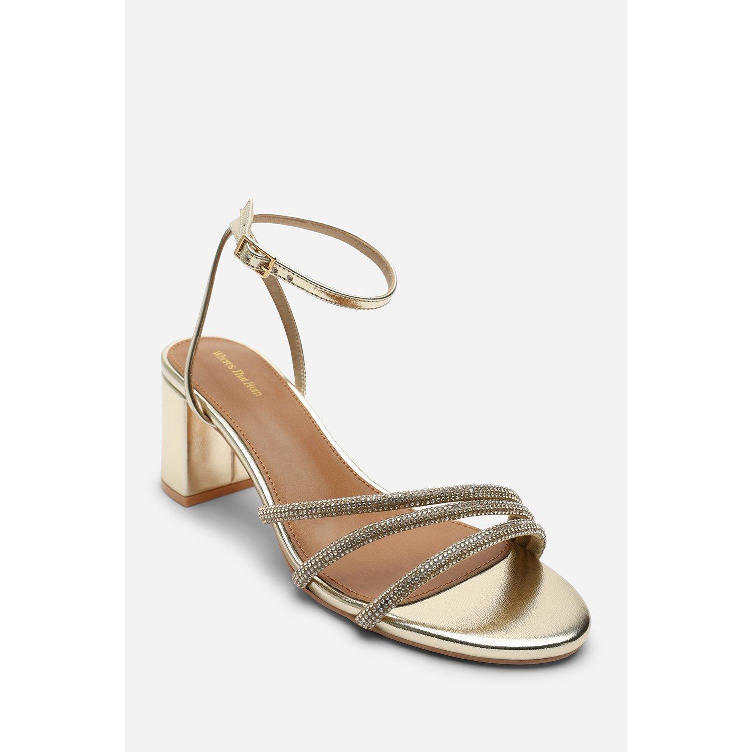 Gold - Wheres That From - Khalani Gold Diamante Strappy Heels - 3