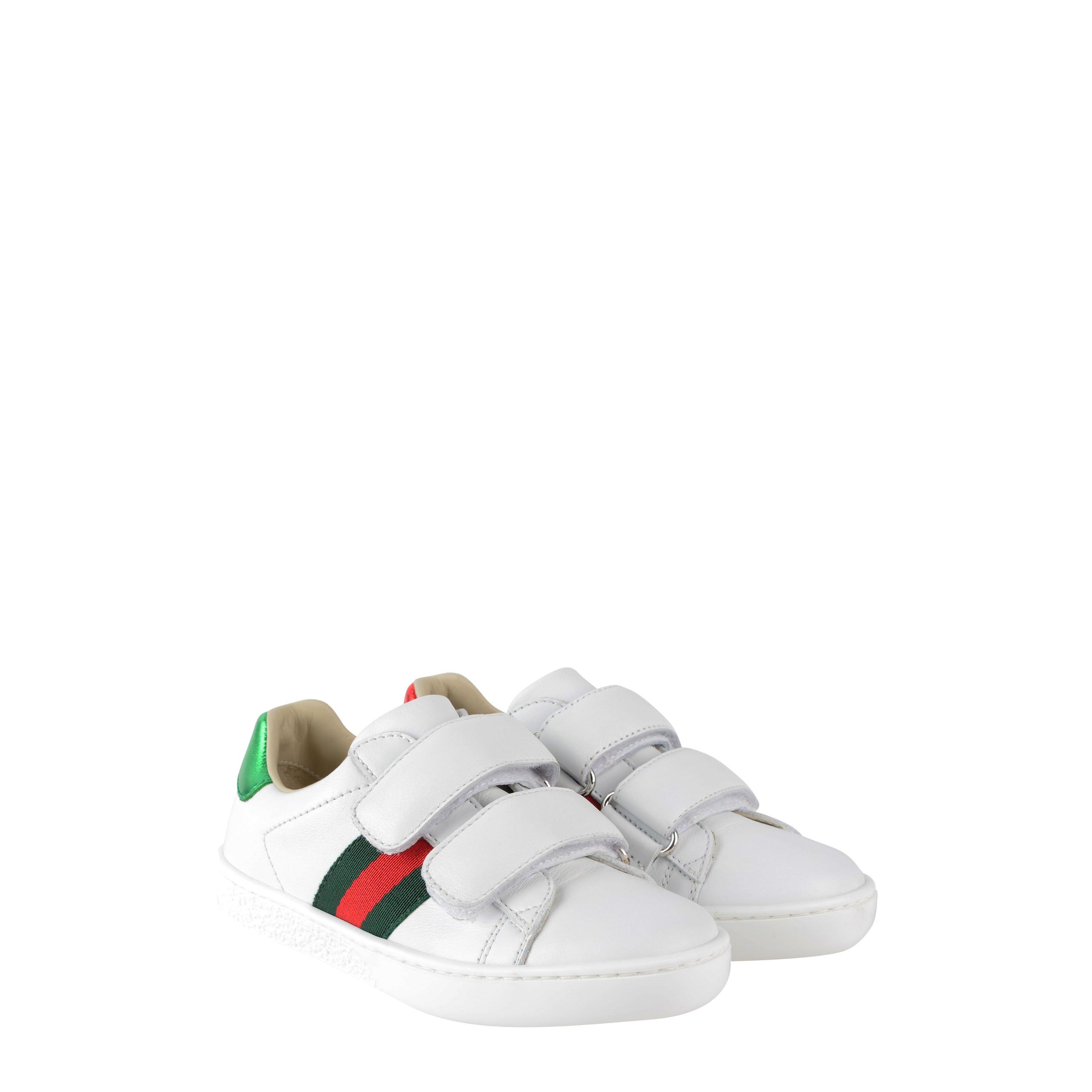 White 9085 - Gucci - Boys' Motif Leather Velcro Low Top Trainers - 3