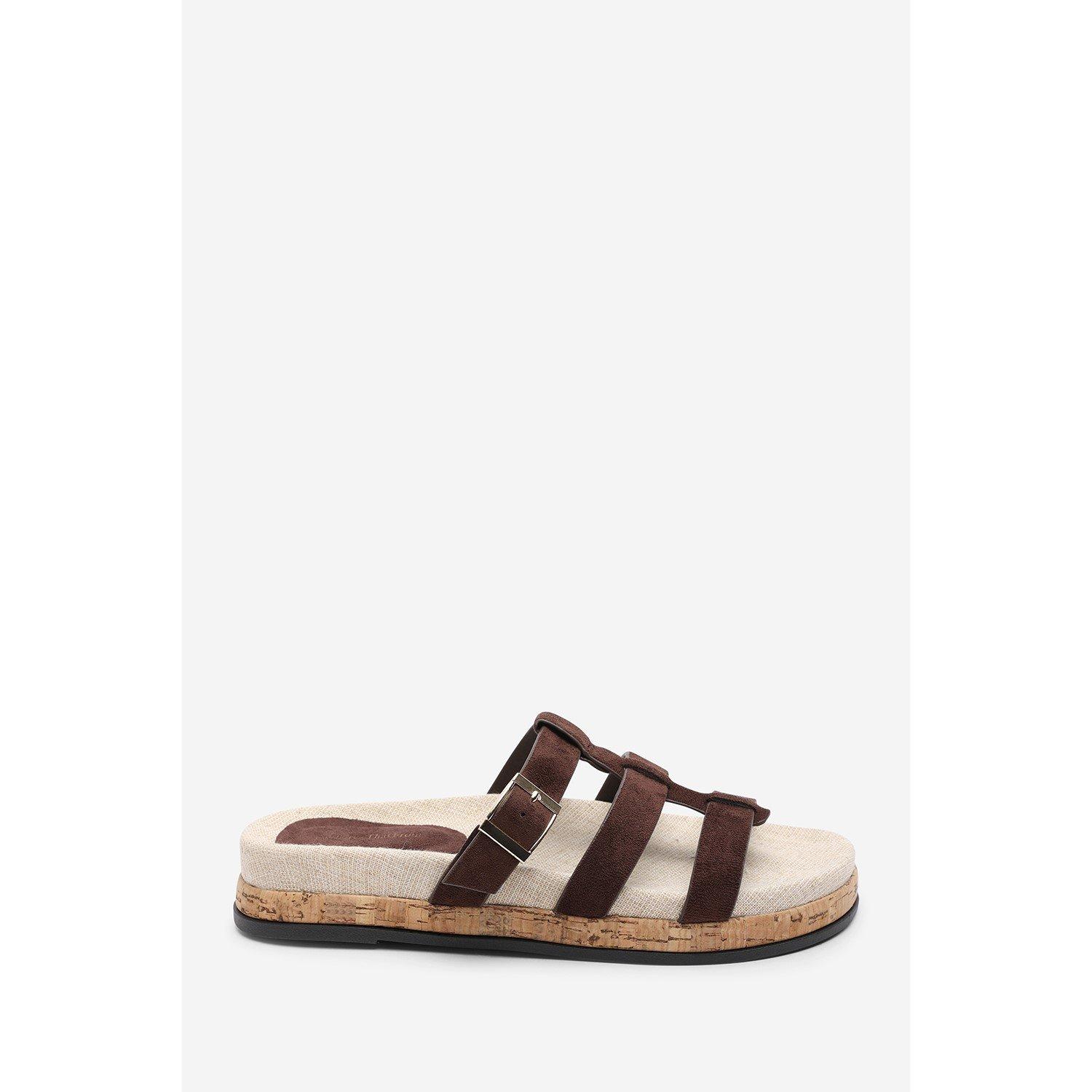 Dark Brown - Wheres That From - Bambi Multi Strap Footbed Dark Brown Suede Sandal - 2