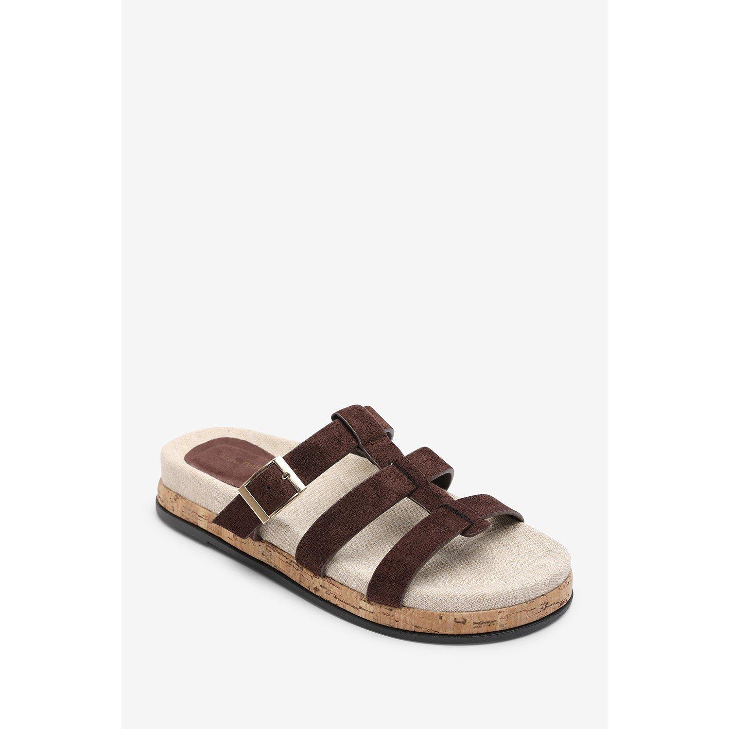 Dark Brown - Wheres That From - Bambi Multi Strap Footbed Dark Brown Suede Sandal - 3