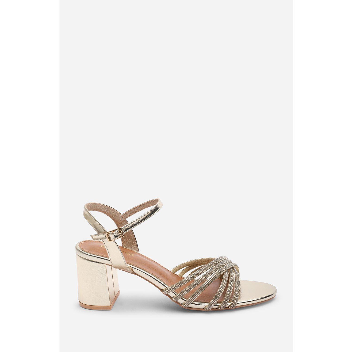 Gold - Wheres That From - Bellini Cross Over Diamante Strap Gold Metallic Bl - 1