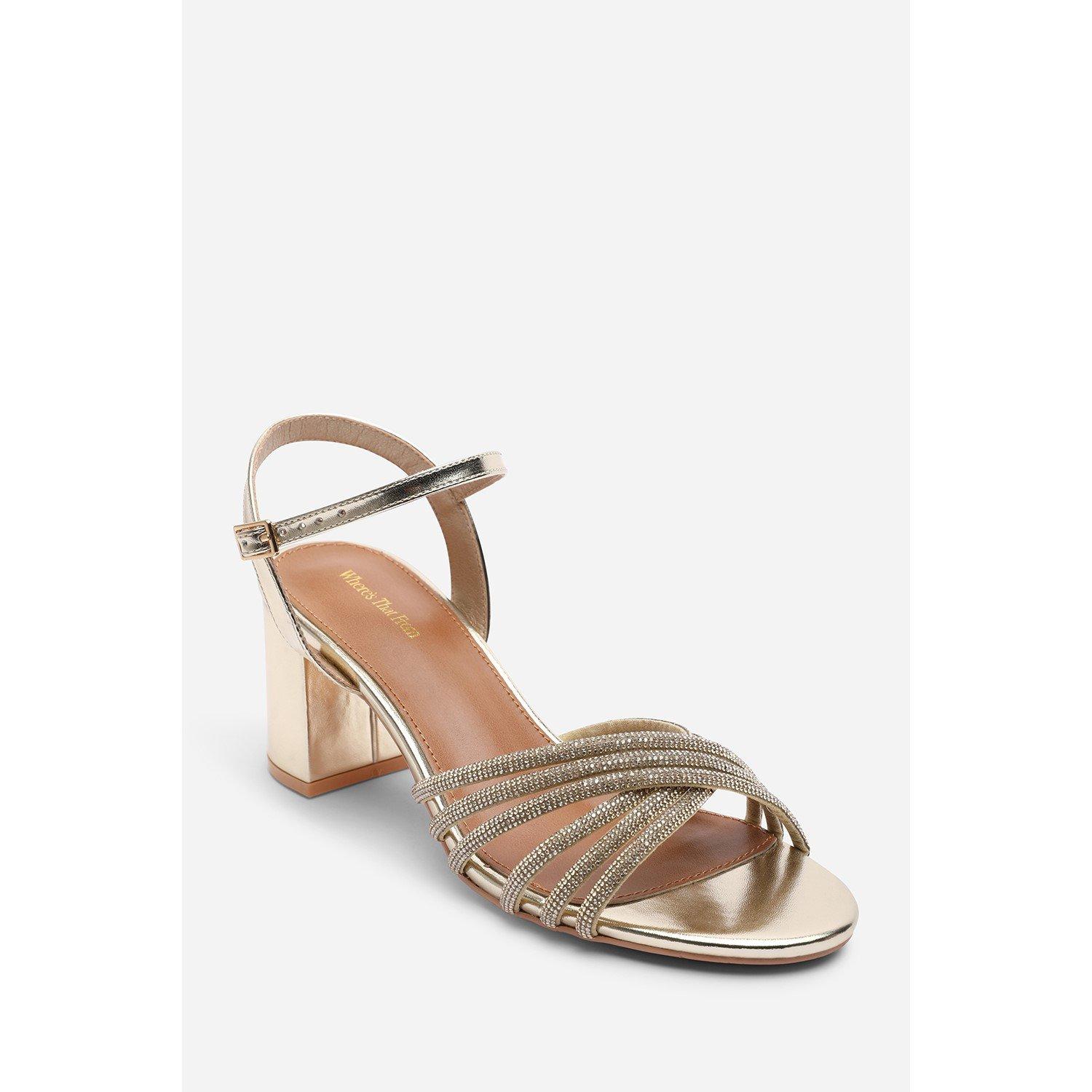 Gold - Wheres That From - Bellini Cross Over Diamante Strap Gold Metallic Bl - 2