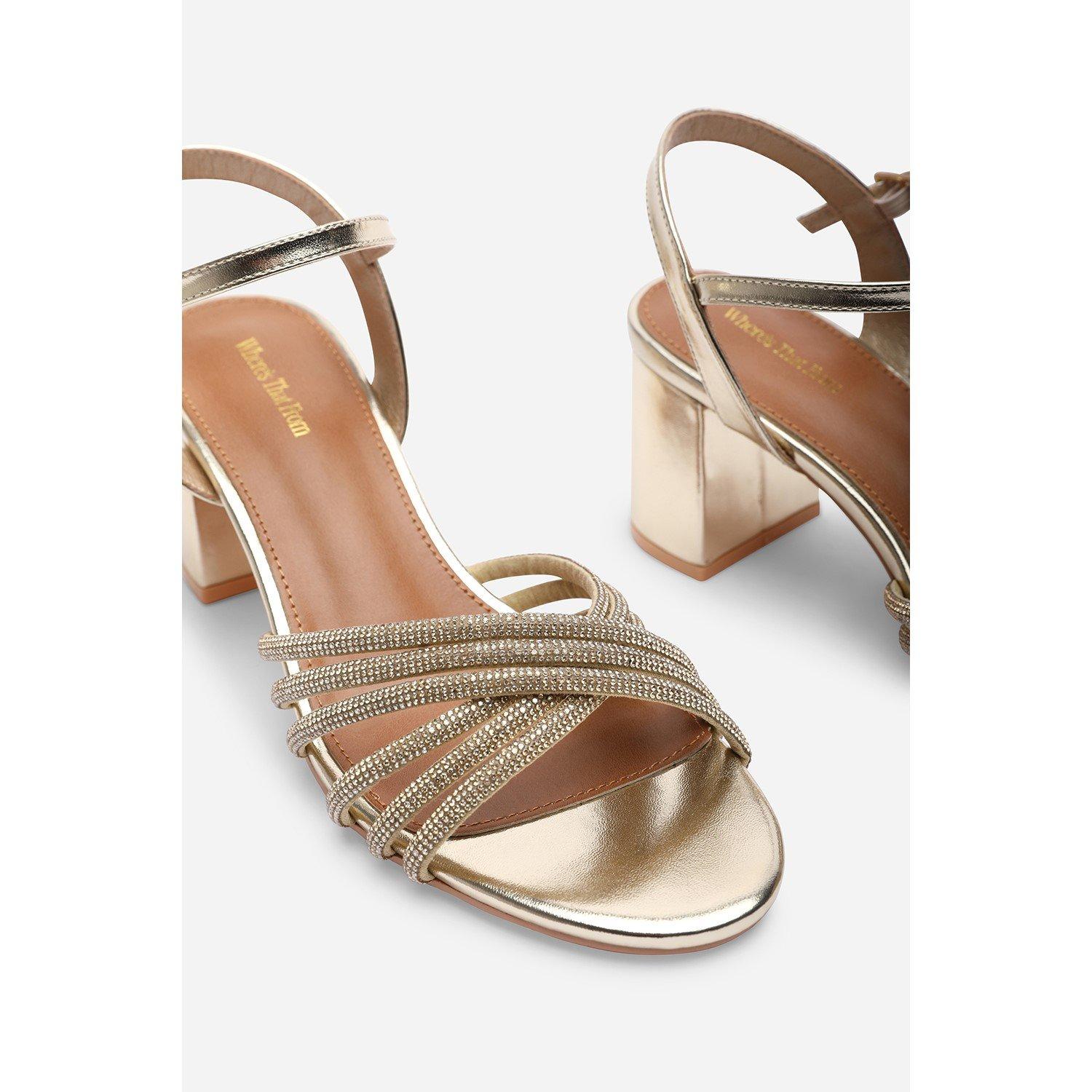 Gold - Wheres That From - Bellini Cross Over Diamante Strap Gold Metallic Bl - 4