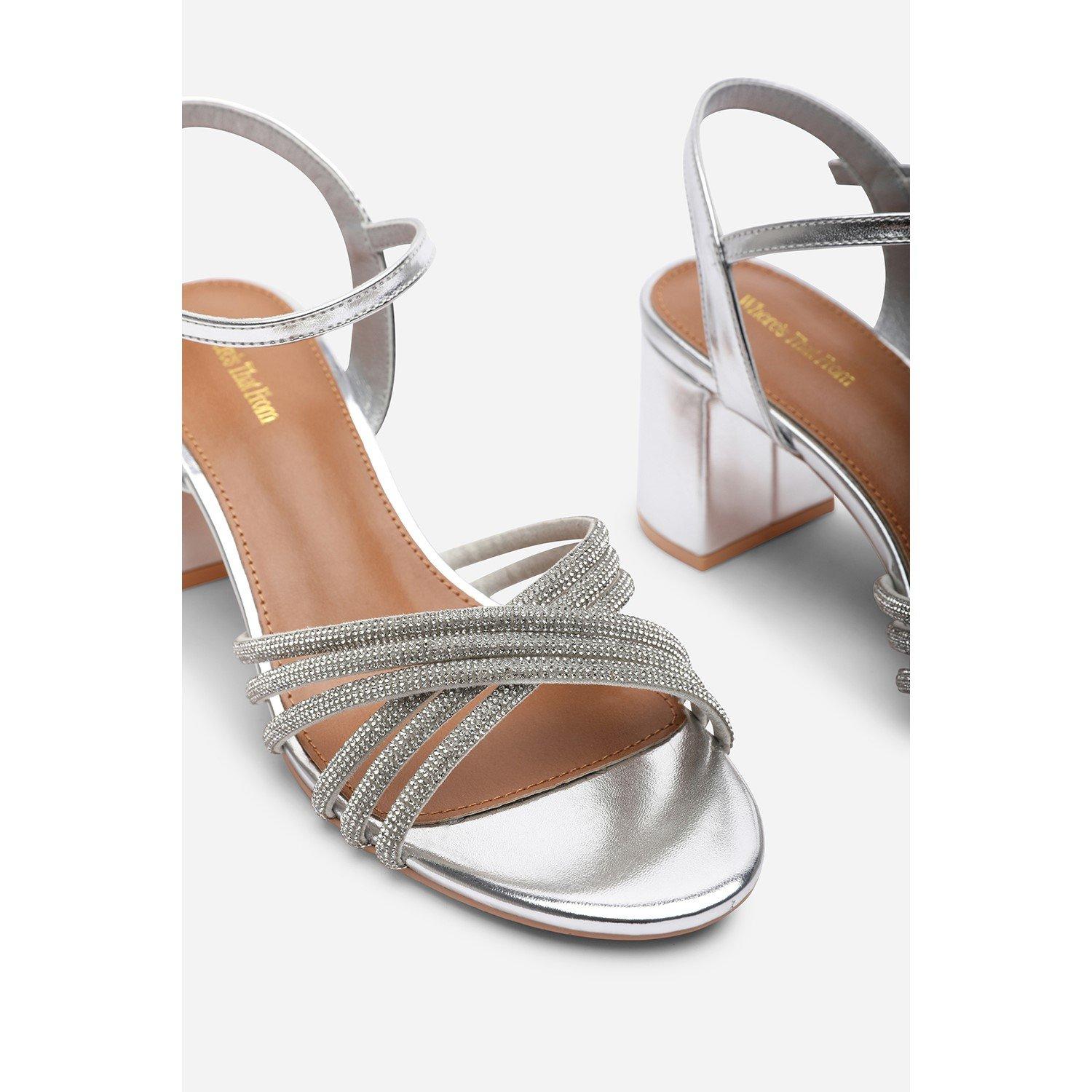 Silver - Wheres That From - Bellini Cross Over Diamante Strap Silver Metallic - 2
