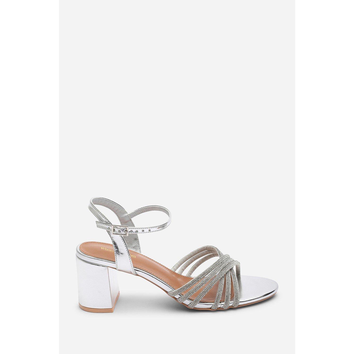 Silver - Wheres That From - Bellini Cross Over Diamante Strap Silver Metallic - 3