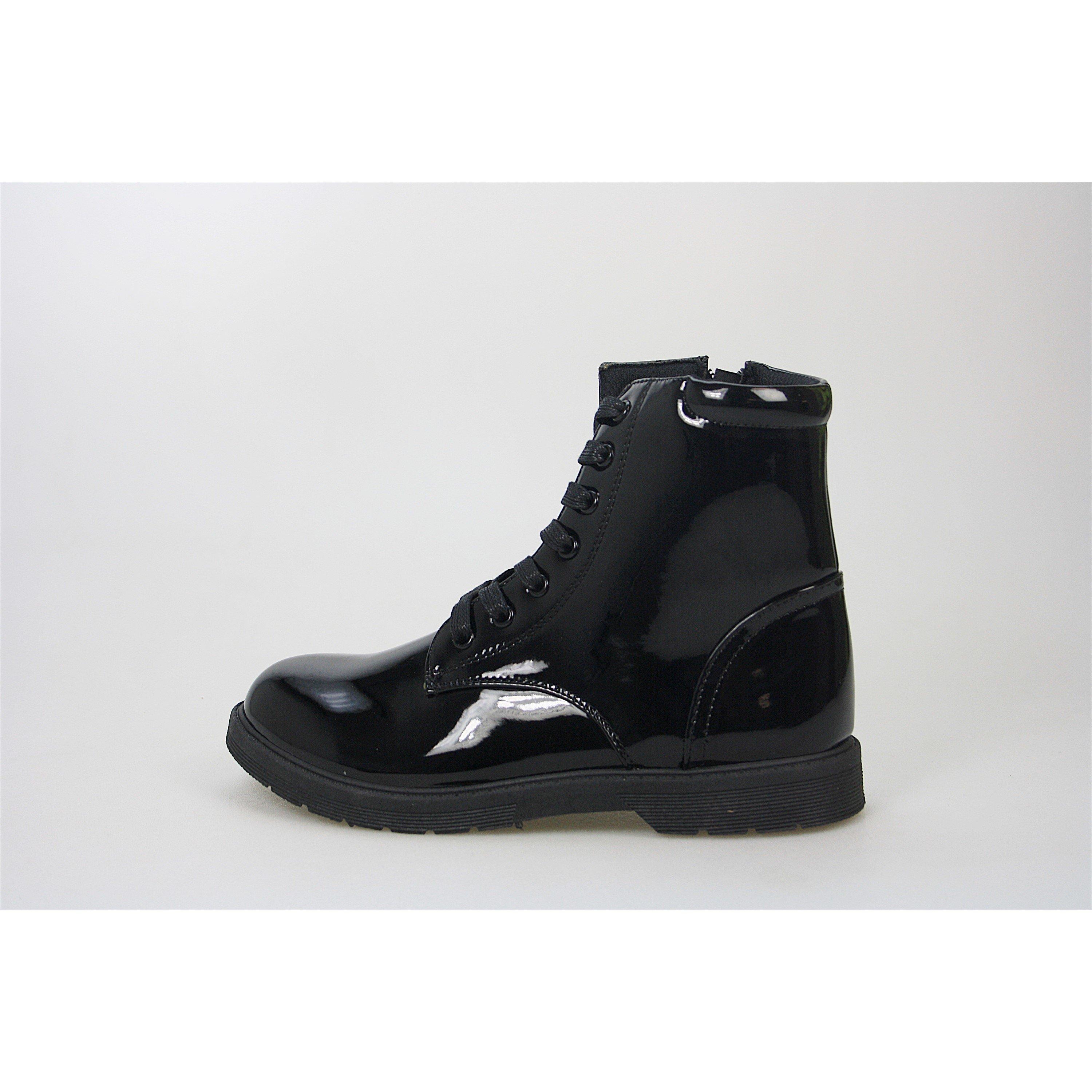 Black - Buckle My Shoe - Kids' Lace Up Flat Ankle Boots - 1
