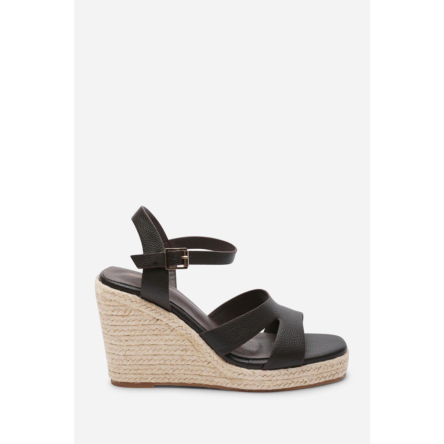 Dark Brown - Wheres That From - Sansa Double Strap Dark Brown Espadrille Wedge - 1