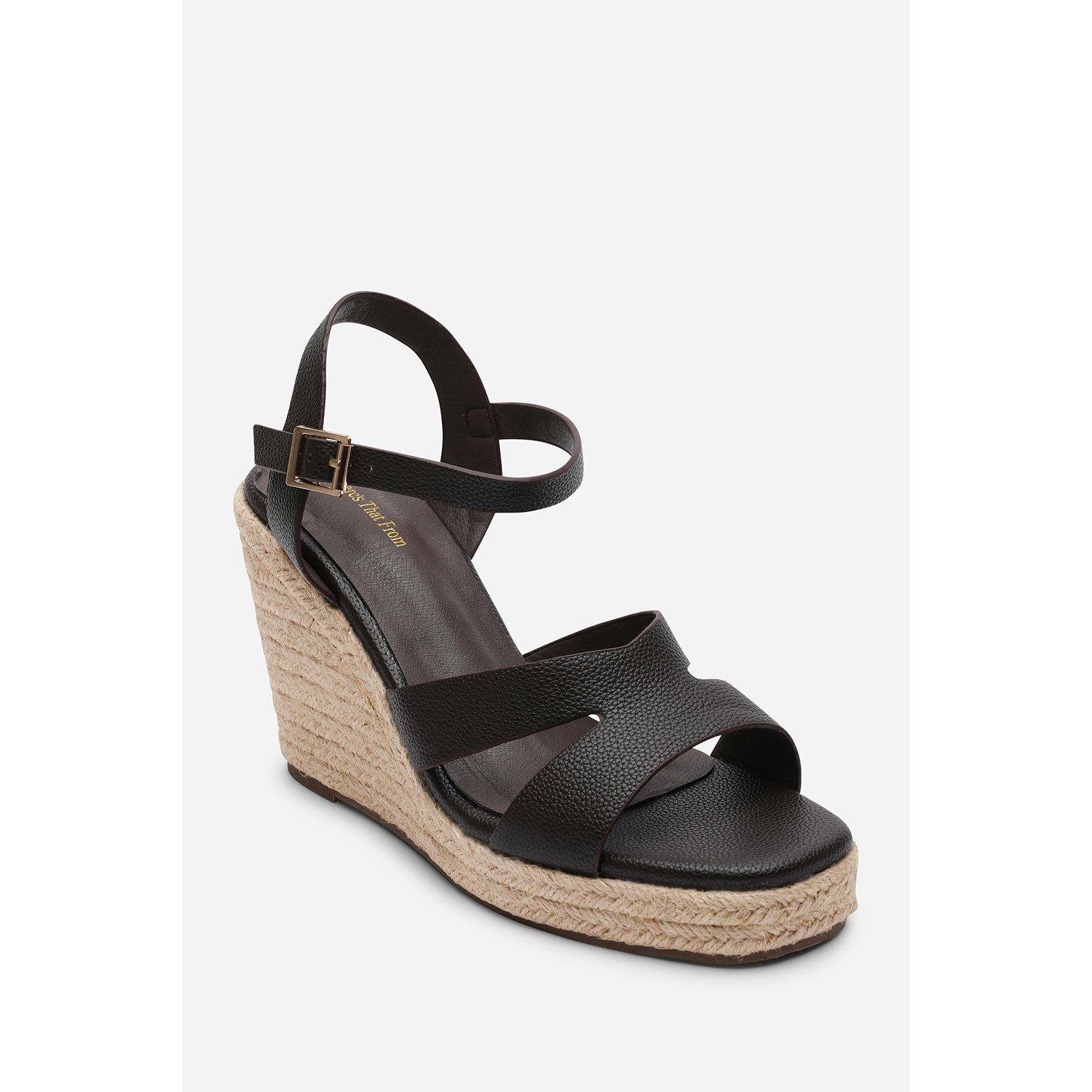 Dark Brown - Wheres That From - Sansa Double Strap Dark Brown Espadrille Wedge - 3