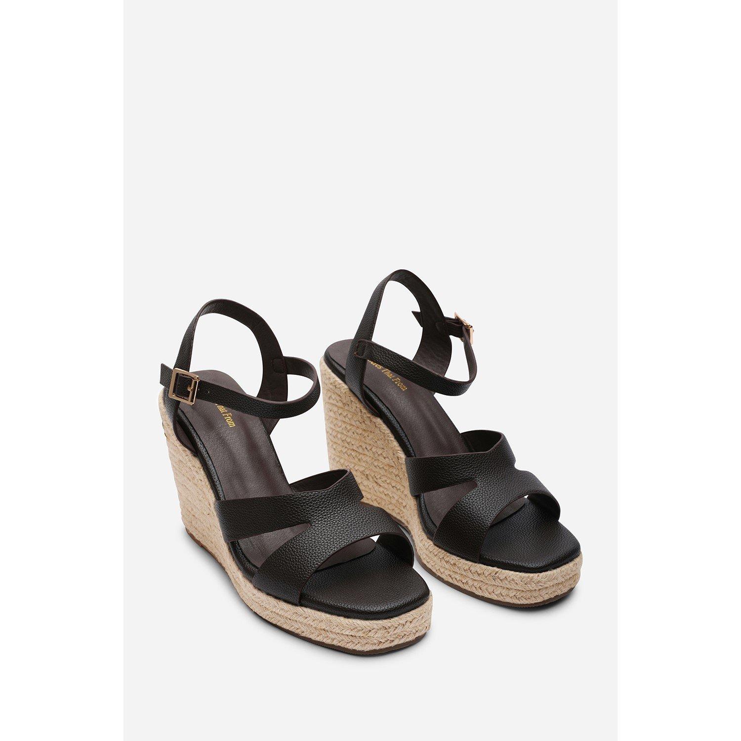 Dark Brown - Wheres That From - Sansa Double Strap Dark Brown Espadrille Wedge - 4