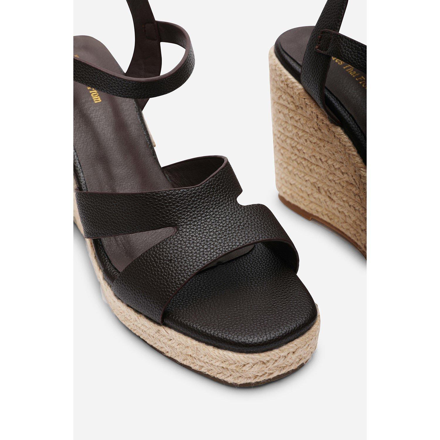 Dark Brown - Wheres That From - Sansa Double Strap Dark Brown Espadrille Wedge - 5