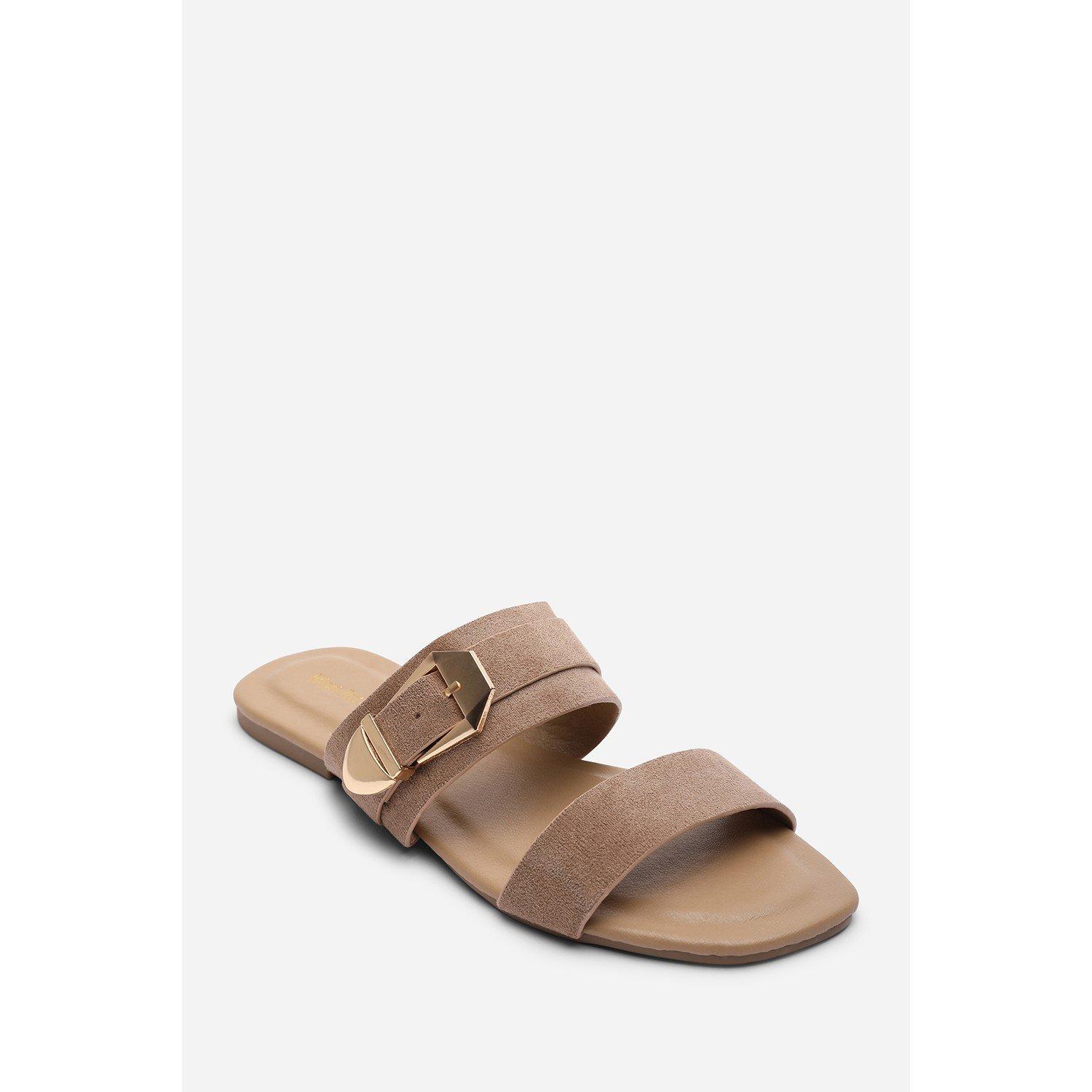 Camel - Wheres That From - Orlina Two Strap Side Buckle Camel Suede Sandal - 3