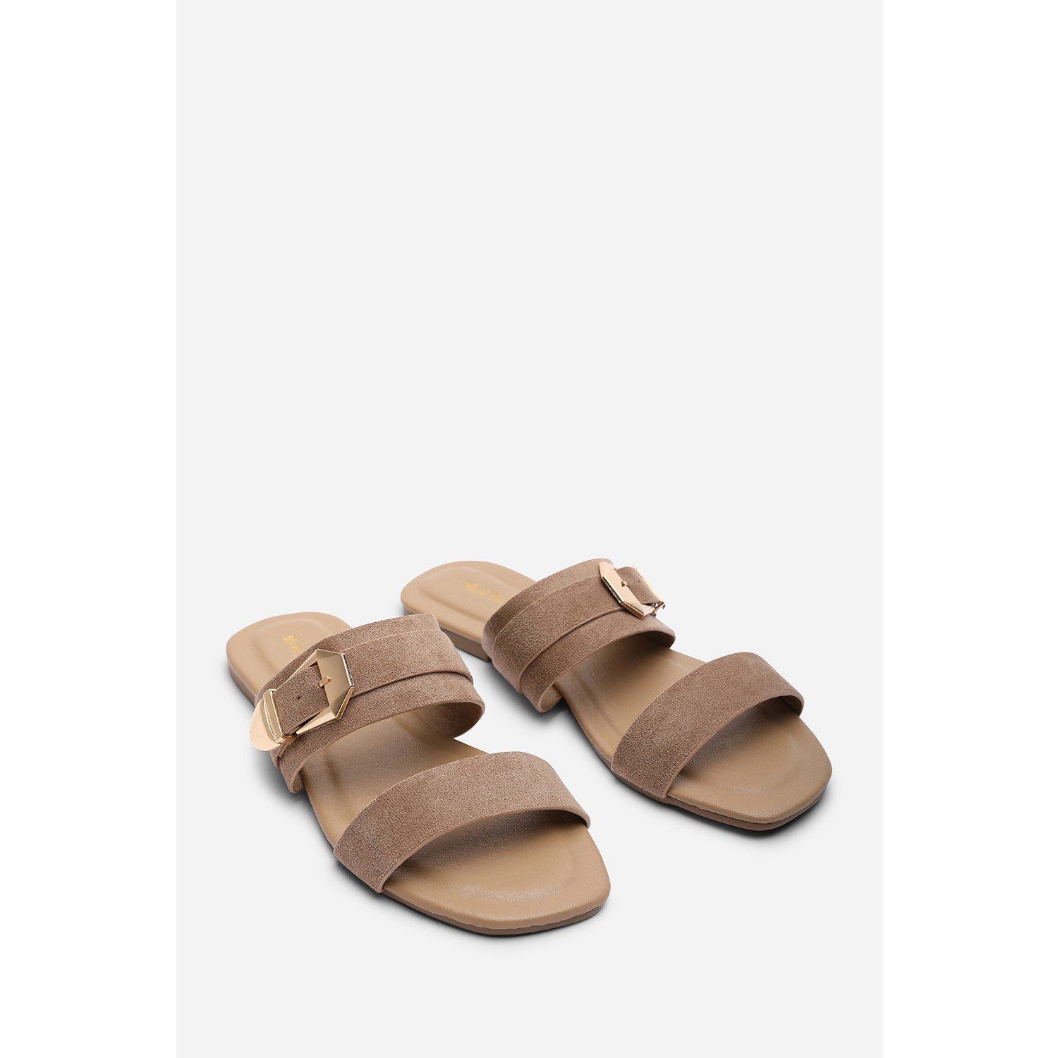 Camel - Wheres That From - Orlina Two Strap Side Buckle Camel Suede Sandal - 4