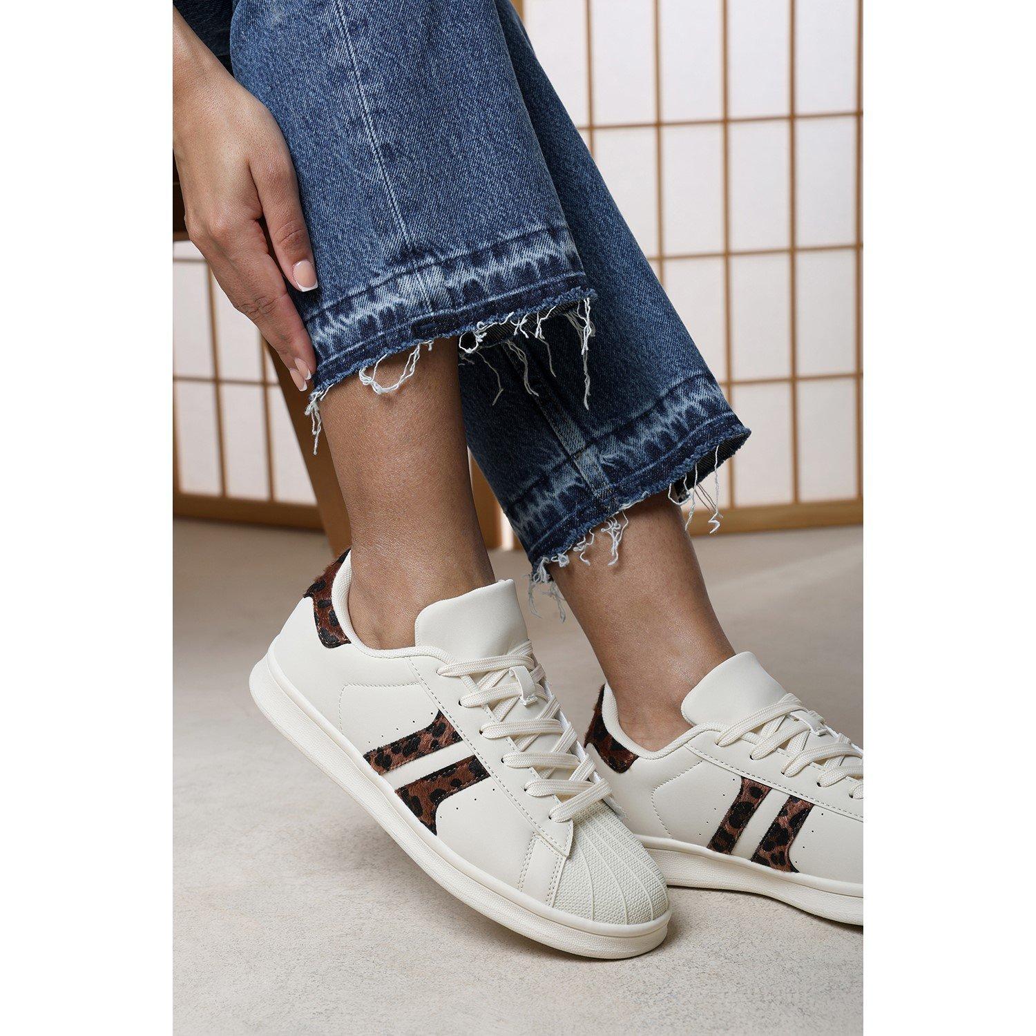 Beige - Wheres That From - Yamileth Stripe Panel Detailed Trainer - 1