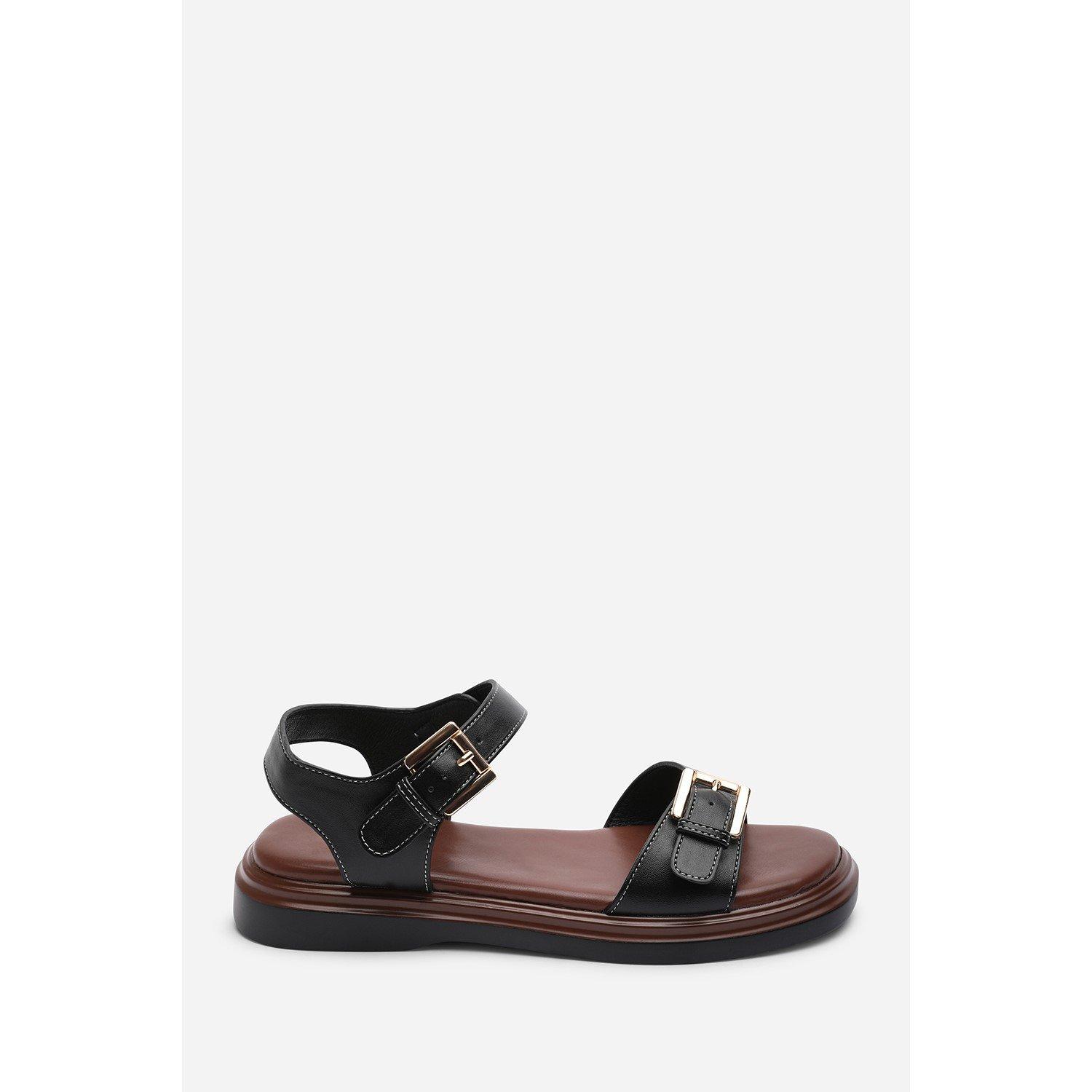 Black - Wheres That From - Circa Flatform Double Buckle Black Sandal - 2