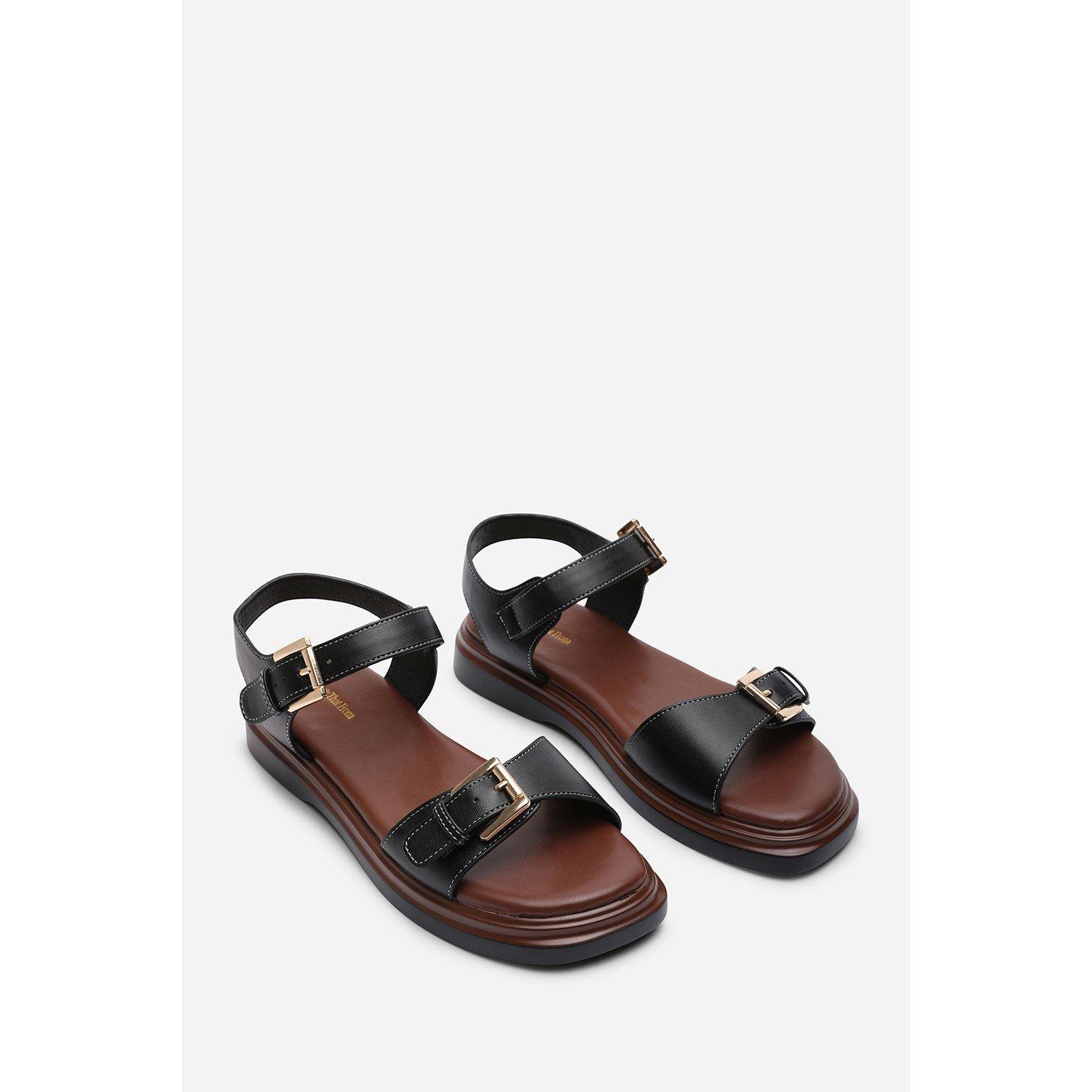 Black - Wheres That From - Circa Flatform Double Buckle Black Sandal - 4