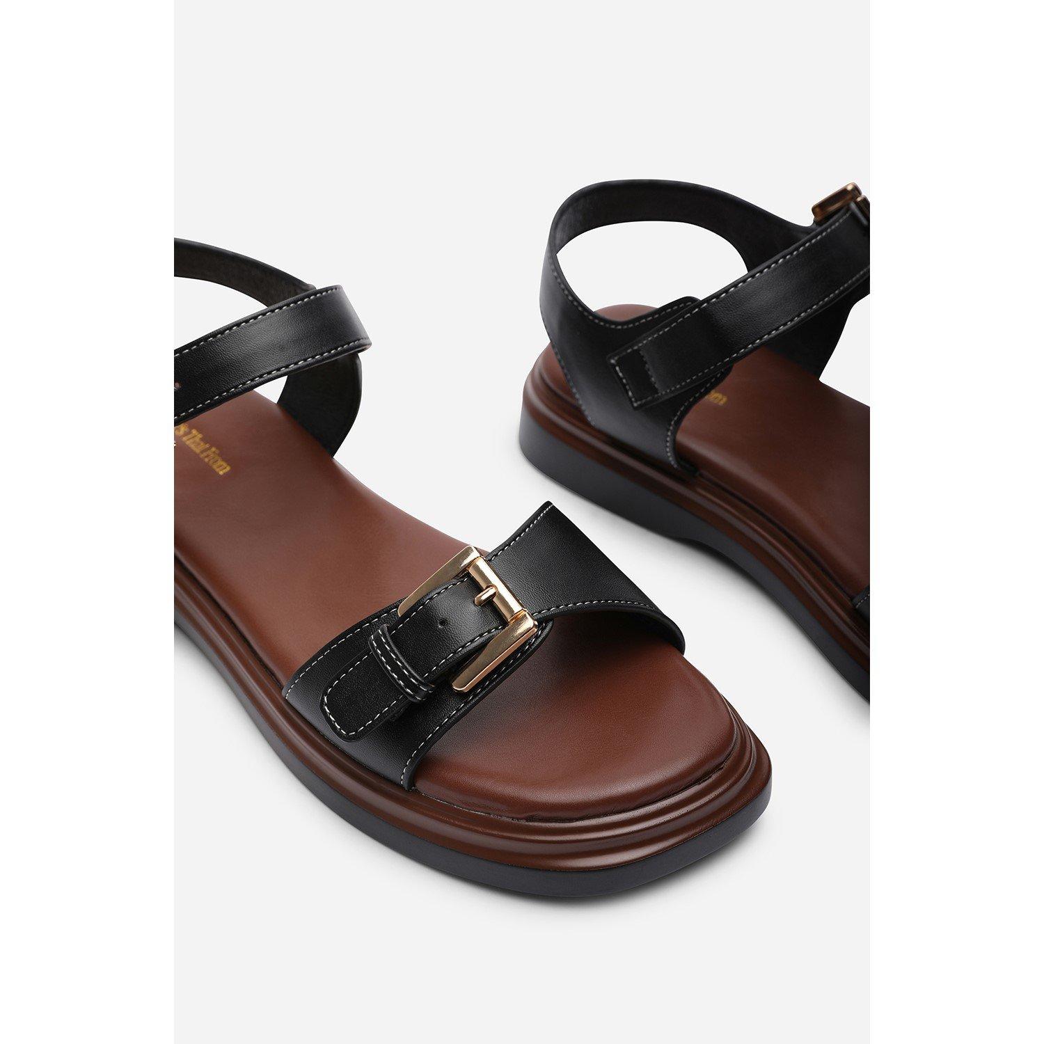 Black - Wheres That From - Circa Flatform Double Buckle Black Sandal - 5