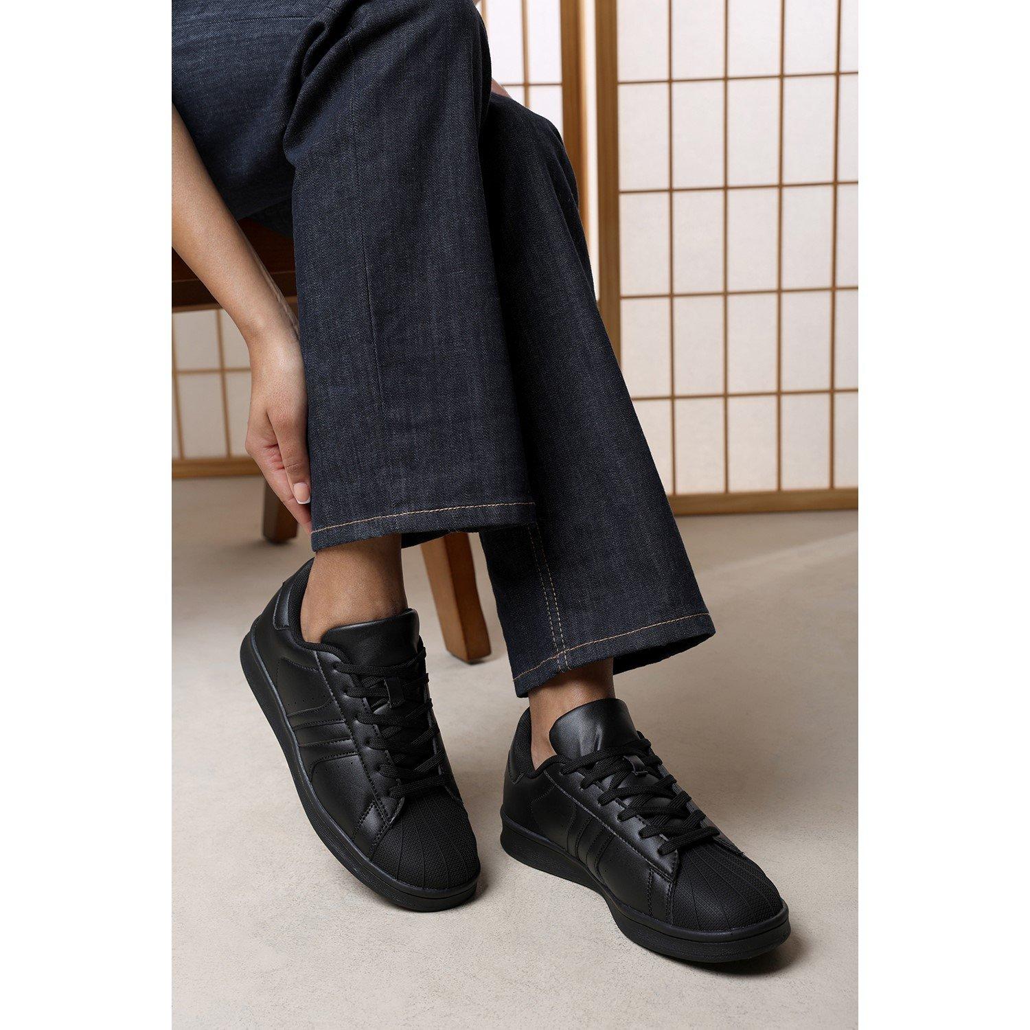 Black - Wheres That From - Yamileth Stripe Panel Detailed Trainer - 2