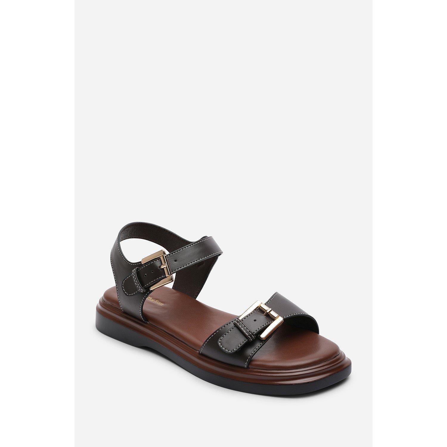 Dark Brown - Wheres That From - Circa Flatform Double Buckle Dark Brown Sandal - 3