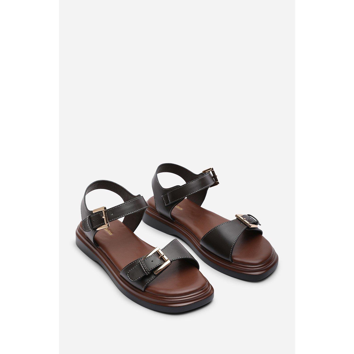 Dark Brown - Wheres That From - Circa Flatform Double Buckle Dark Brown Sandal - 4