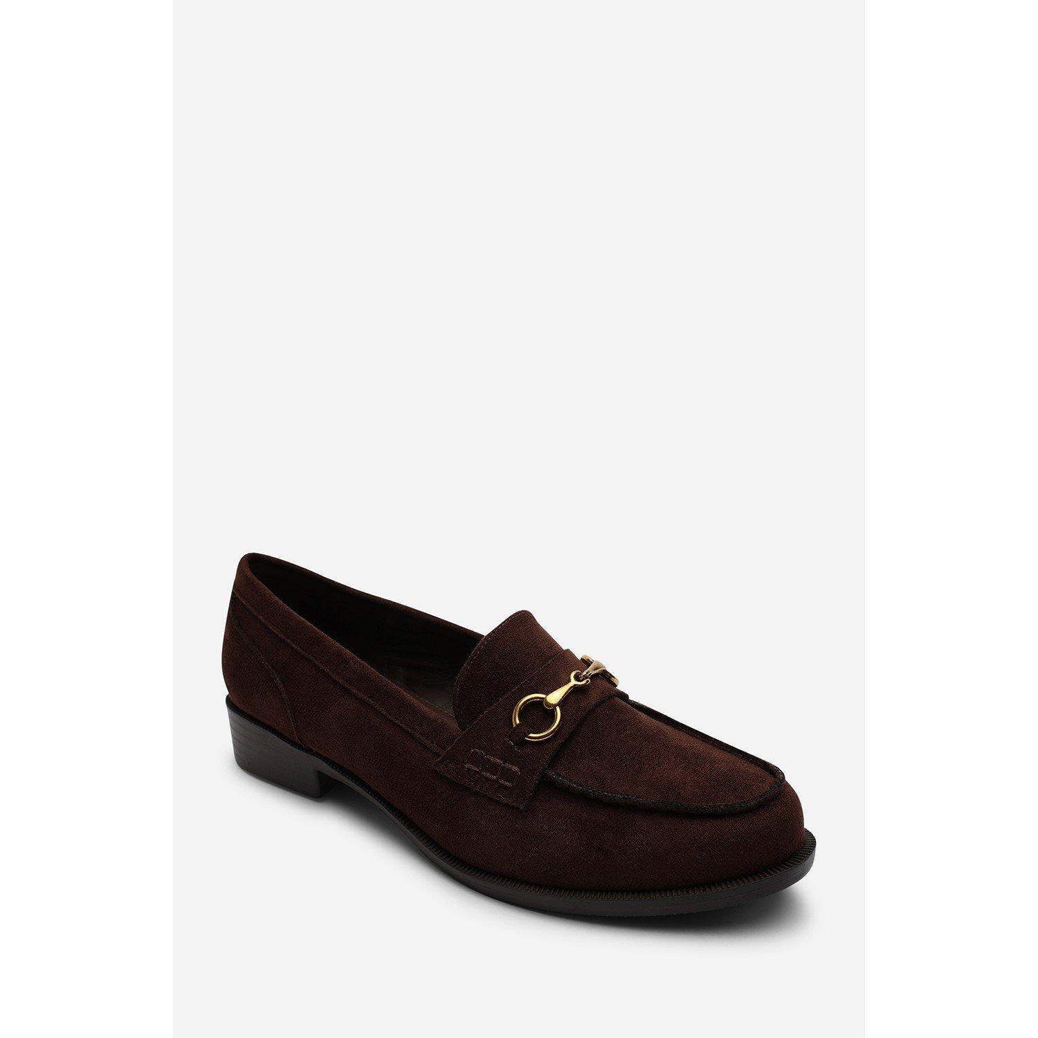 Dark Brown - Wheres That From - Maelynn Round Toe Single Metal Bar Loafers - 4