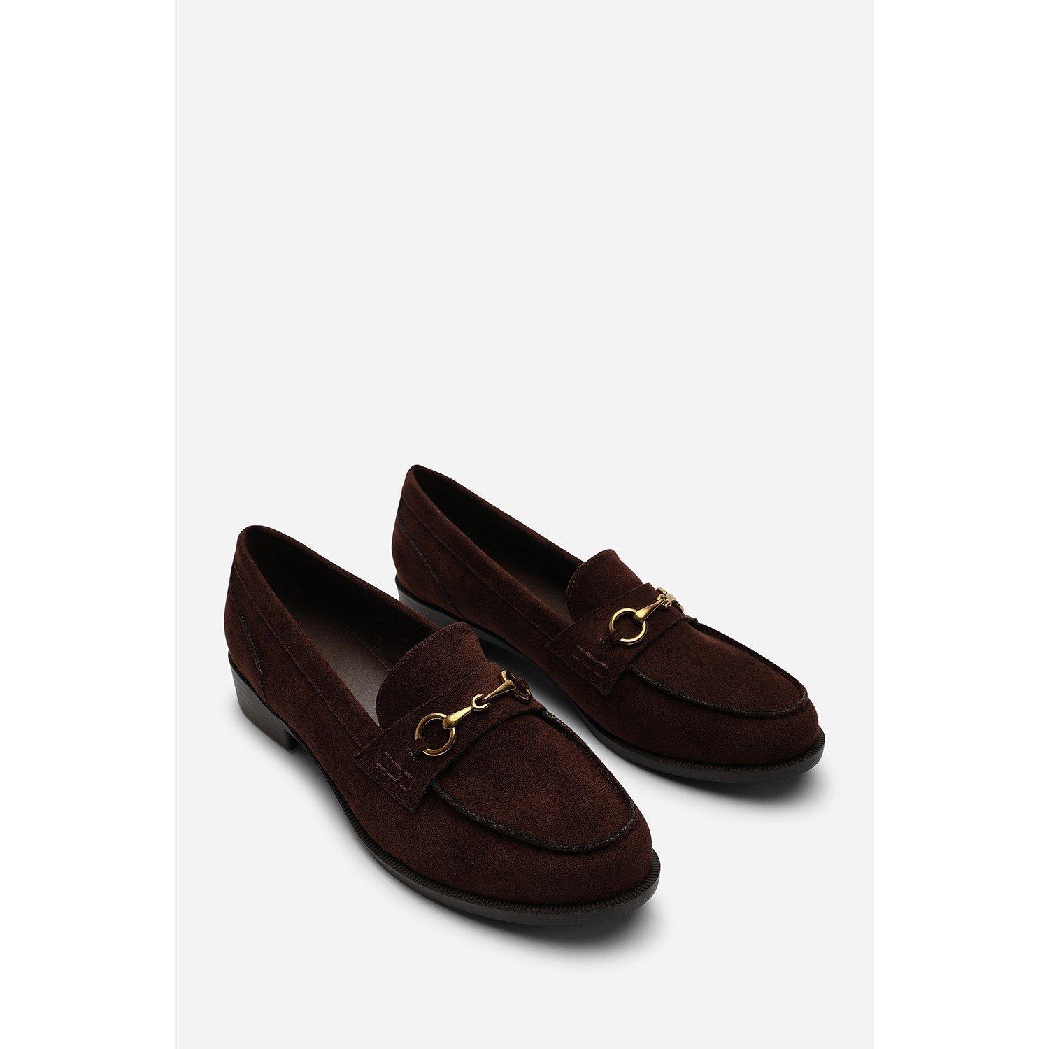 Dark Brown - Wheres That From - Maelynn Round Toe Single Metal Bar Loafers - 5