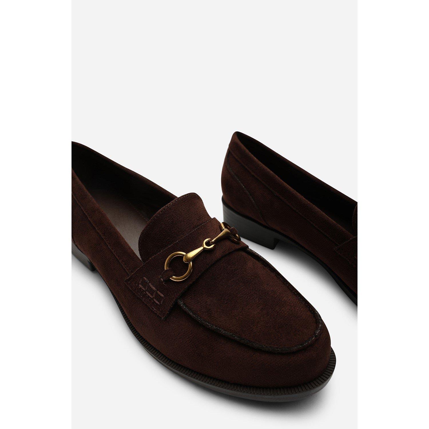 Dark Brown - Wheres That From - Maelynn Round Toe Single Metal Bar Loafers - 6