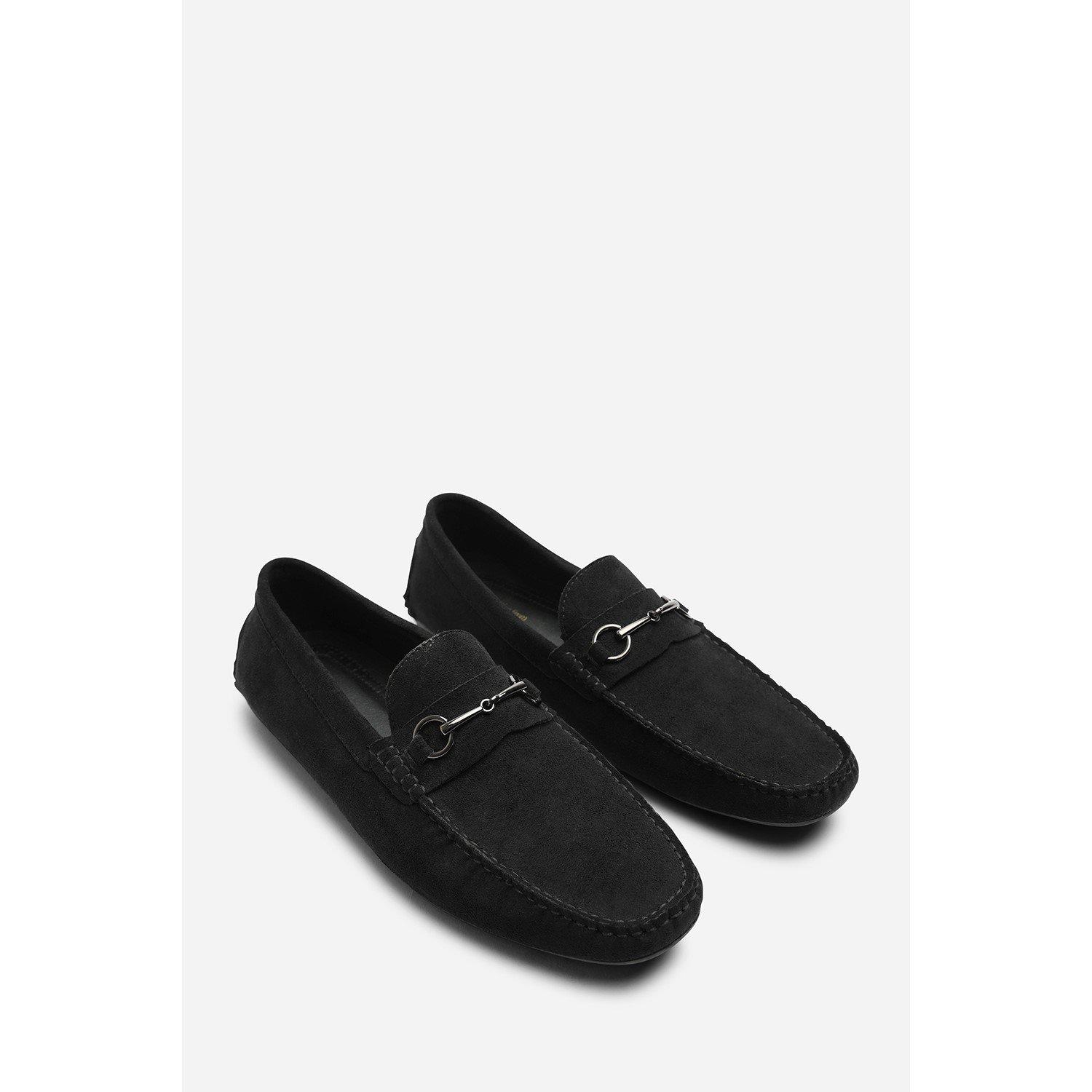 Black - Wheres That From - Hudson Suede Slip On Buckle Loafer - 4
