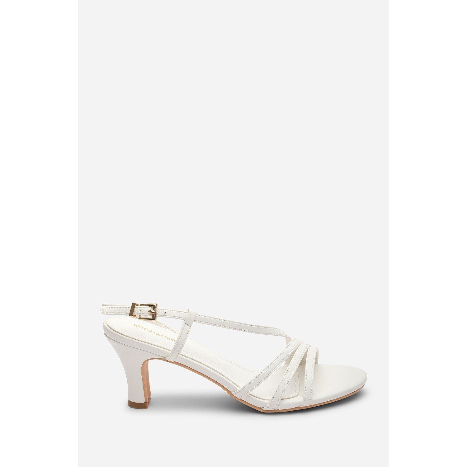 White - Wheres That From - Mykonos Multi Strap Slingback White Suede Low Bloc - 2