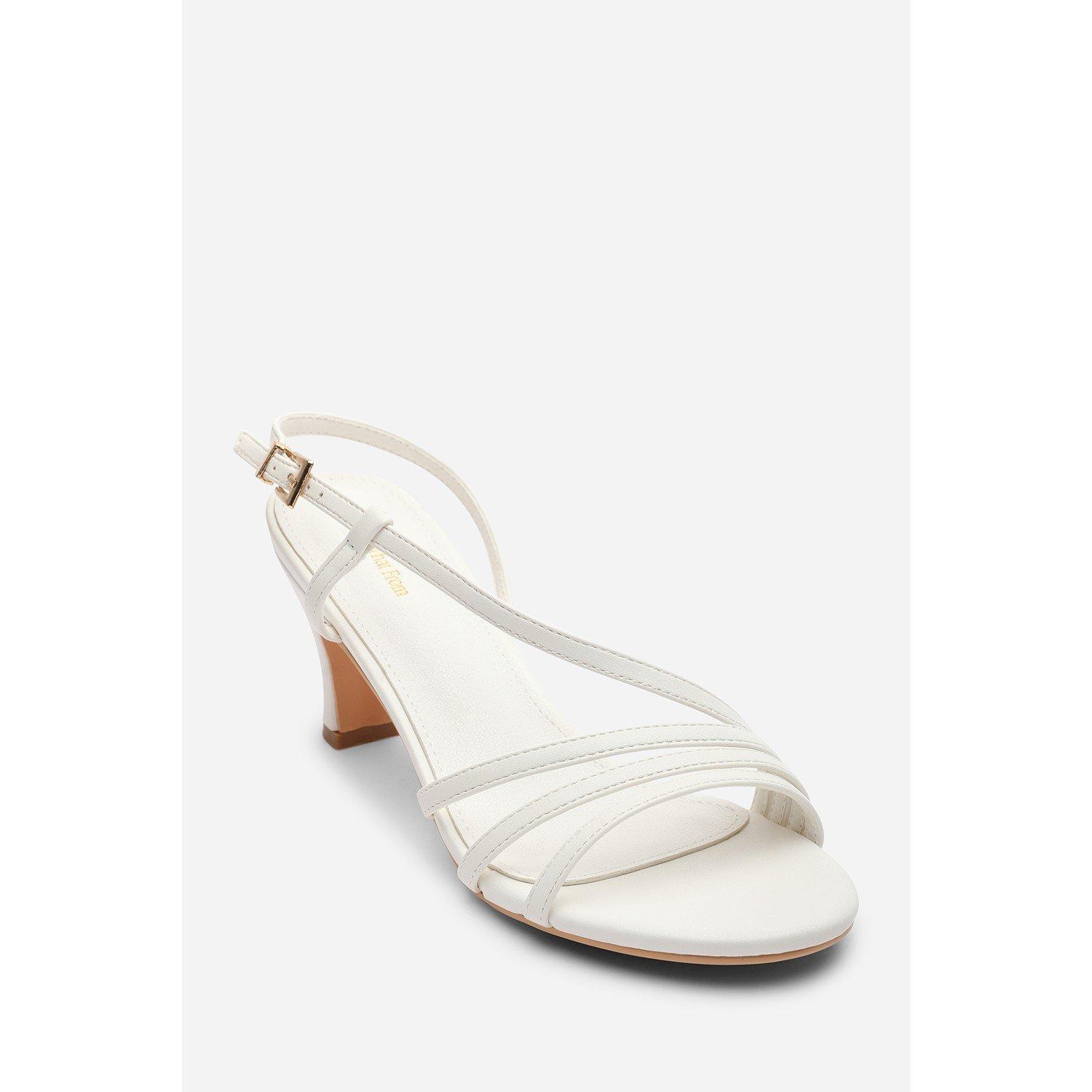 White - Wheres That From - Mykonos Multi Strap Slingback White Suede Low Bloc - 3