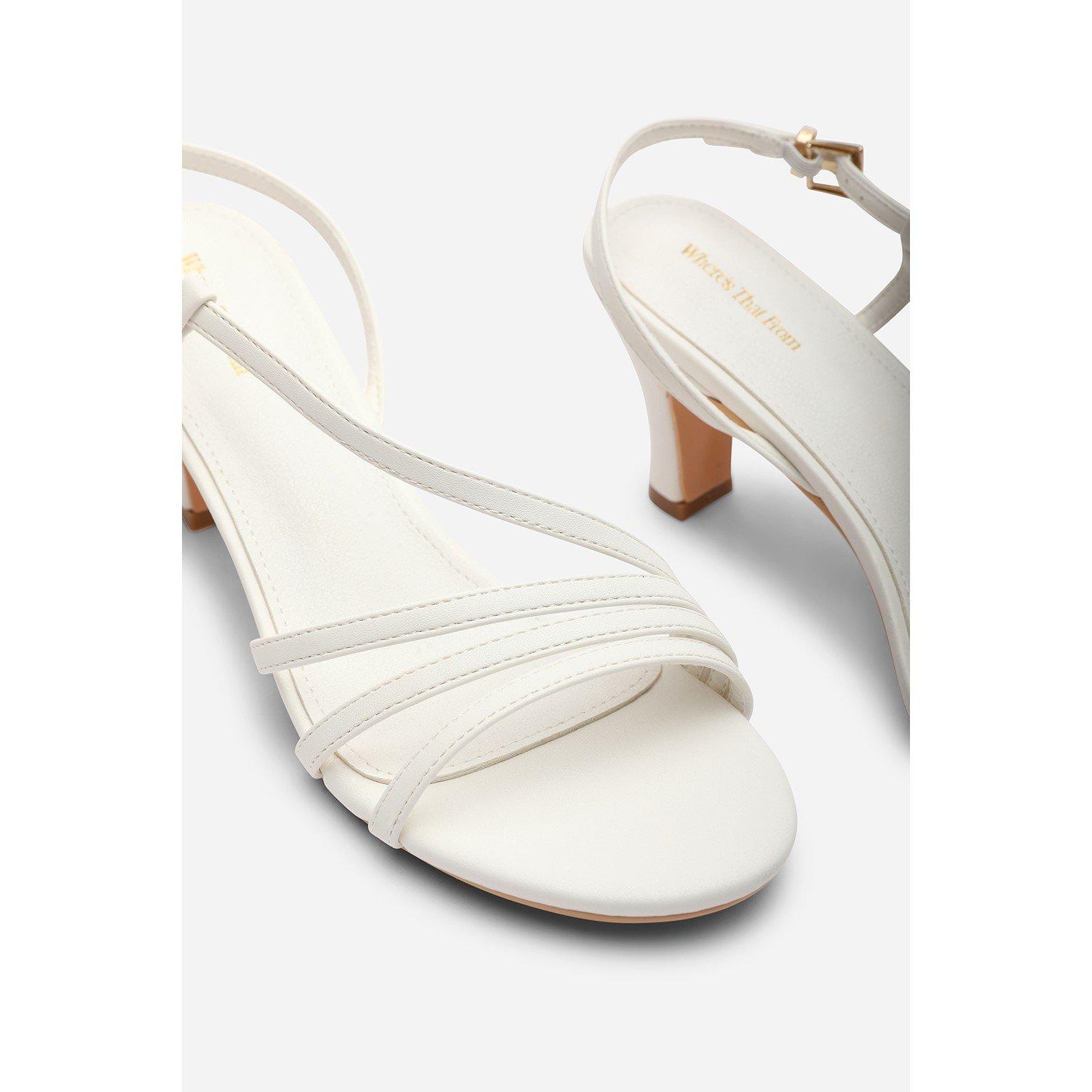 White - Wheres That From - Mykonos Multi Strap Slingback White Suede Low Bloc - 5