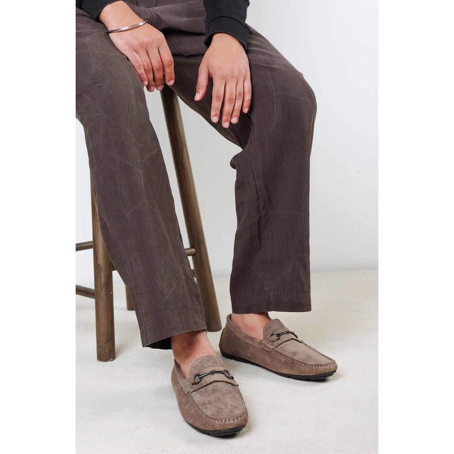 Khaki - Wheres That From - Hudson Suede Slip On Buckle Loafer - 1