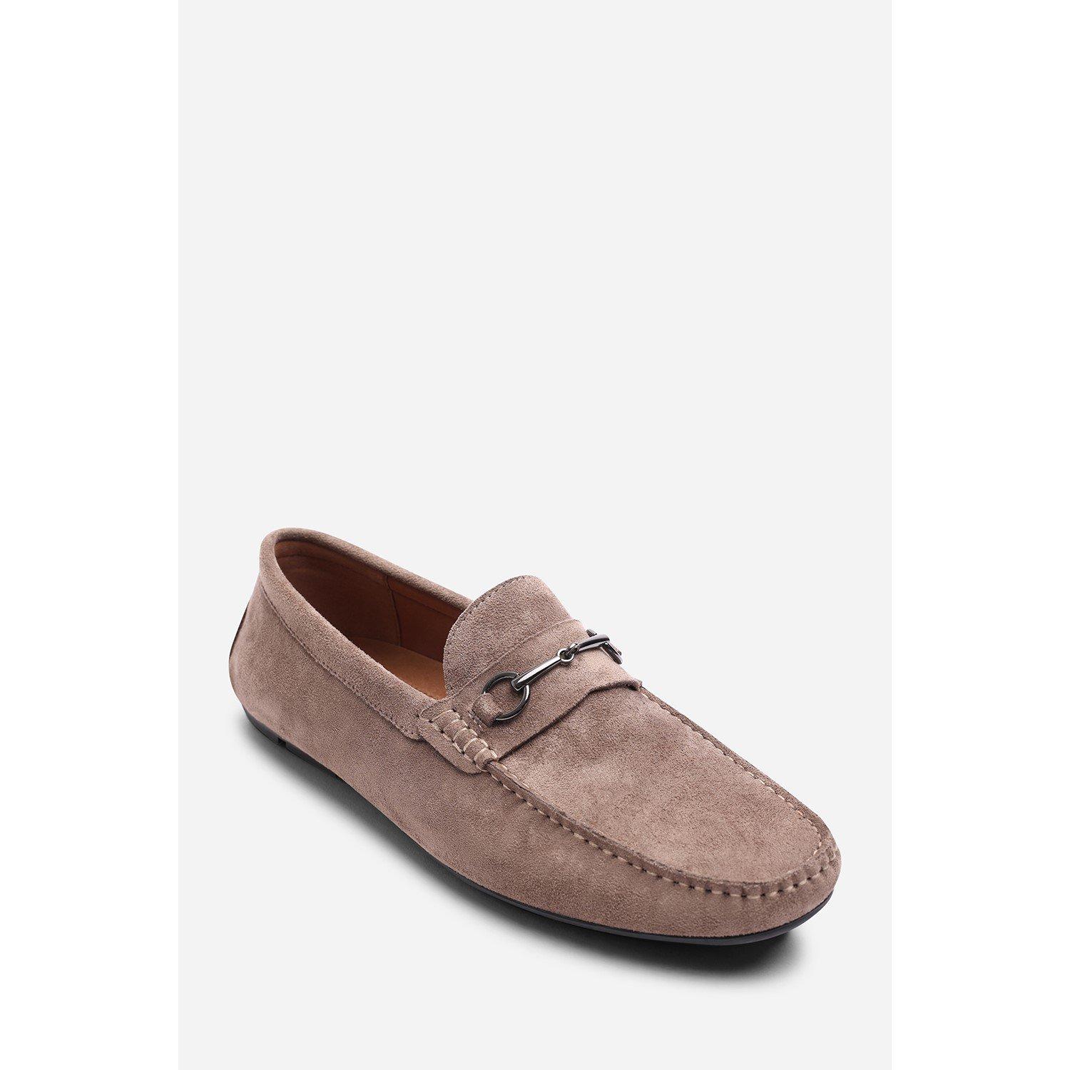 Khaki - Wheres That From - Hudson Suede Slip On Buckle Loafer - 3