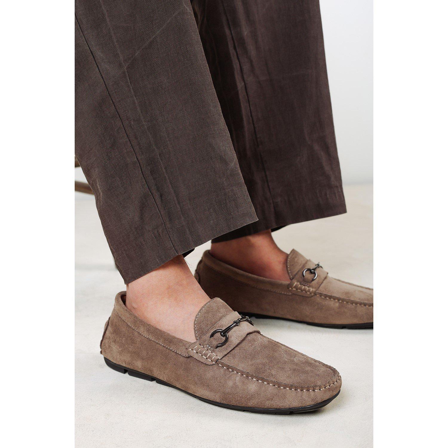 Khaki - Wheres That From - Hudson Suede Slip On Buckle Loafer - 6
