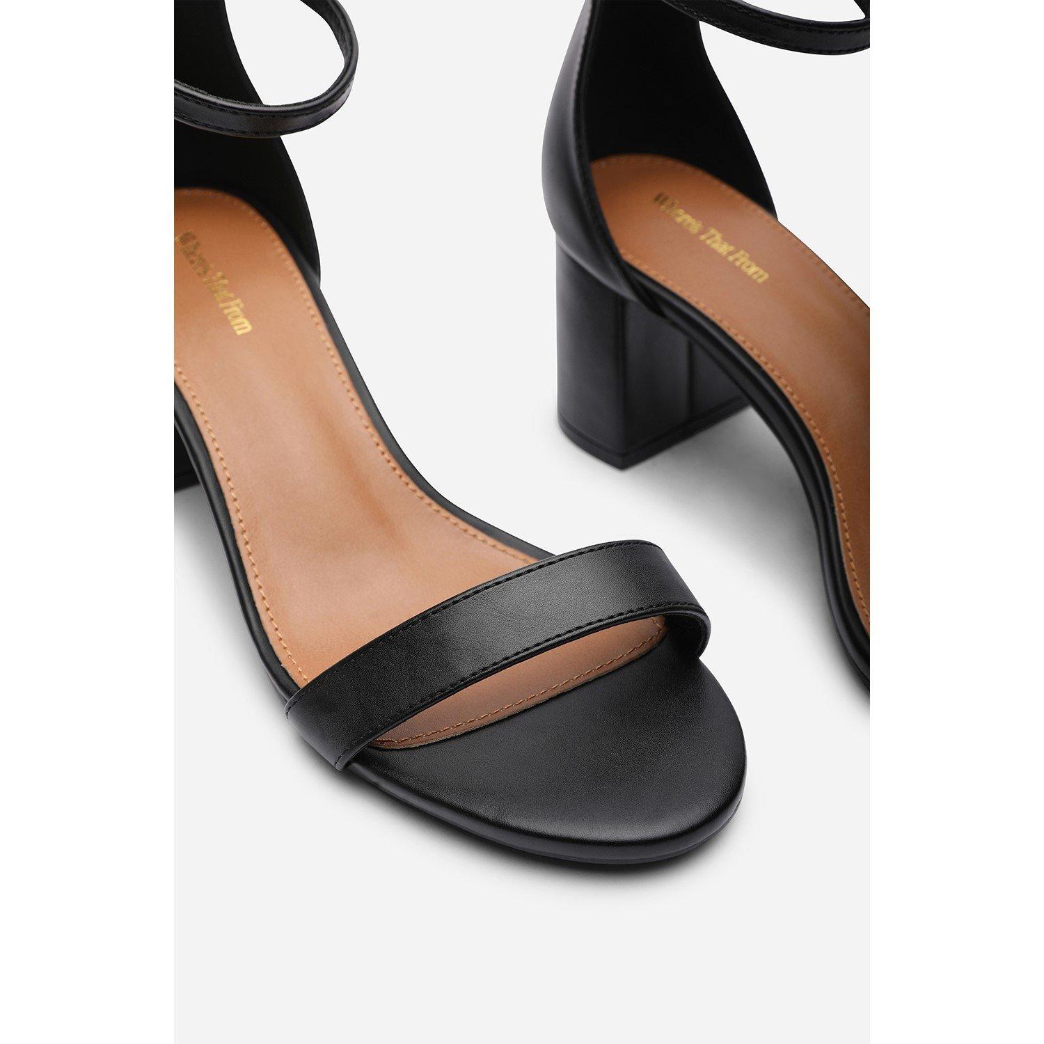 Black - Wheres That From - Beacon Ankle Strap Block Heel Black Sandals - 5