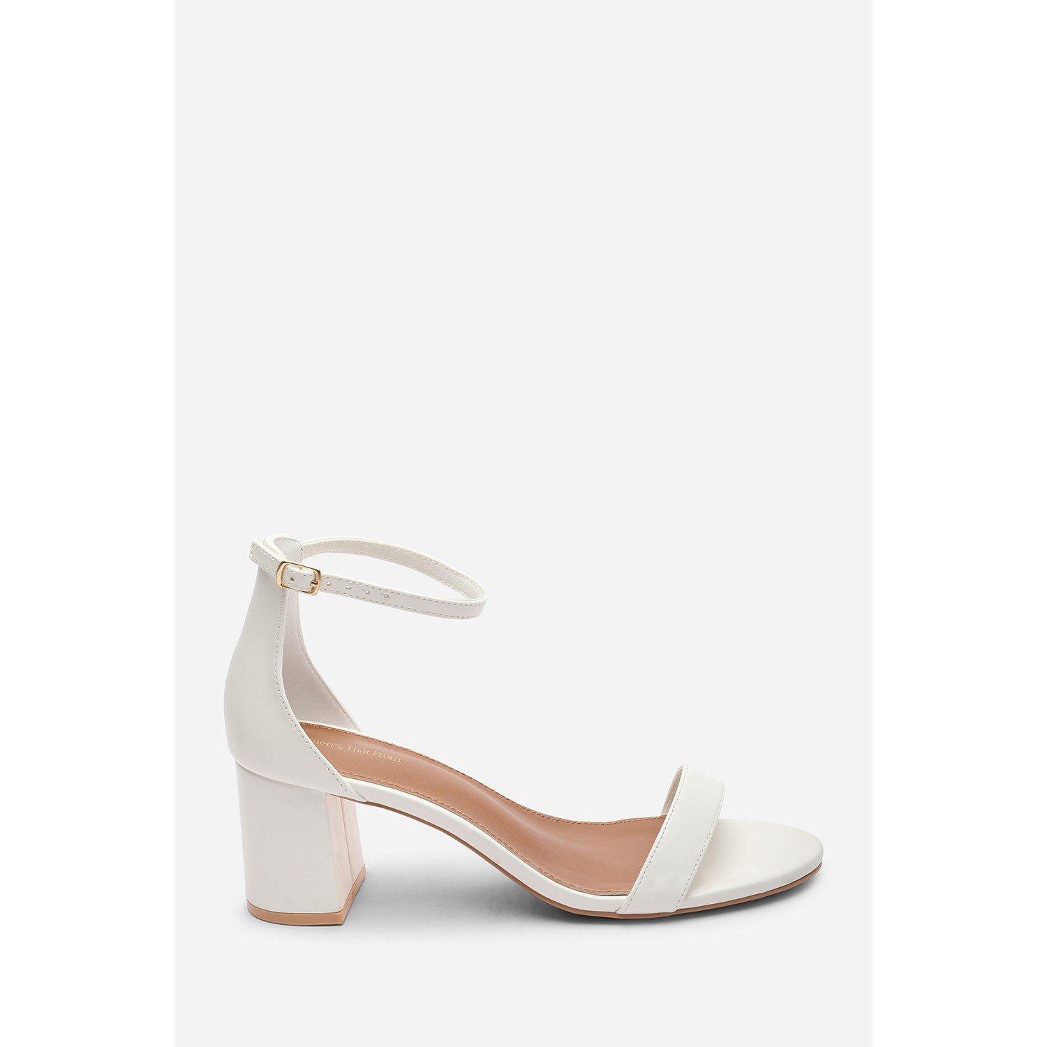 White - Wheres That From - Beacon Ankle Strap Block Heel White Sandals - 1