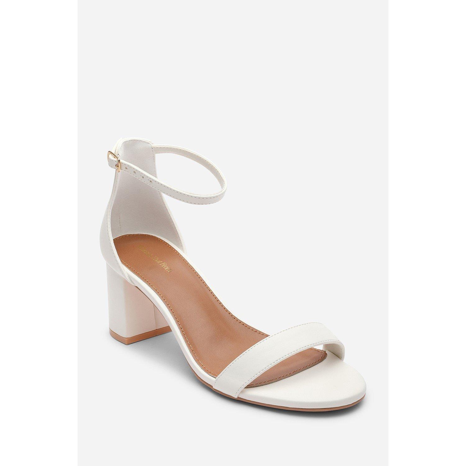 White - Wheres That From - Beacon Ankle Strap Block Heel White Sandals - 2