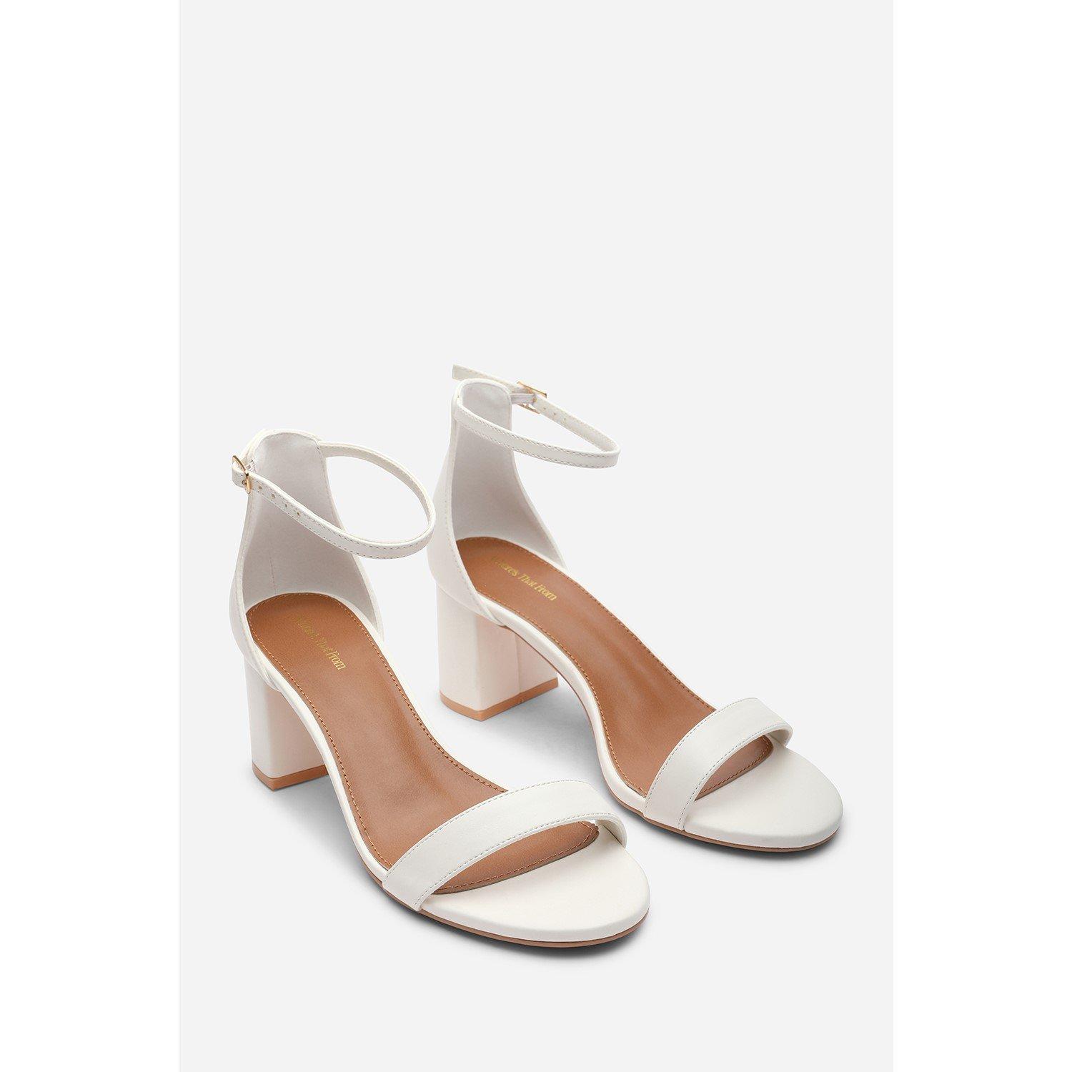 White - Wheres That From - Beacon Ankle Strap Block Heel White Sandals - 3