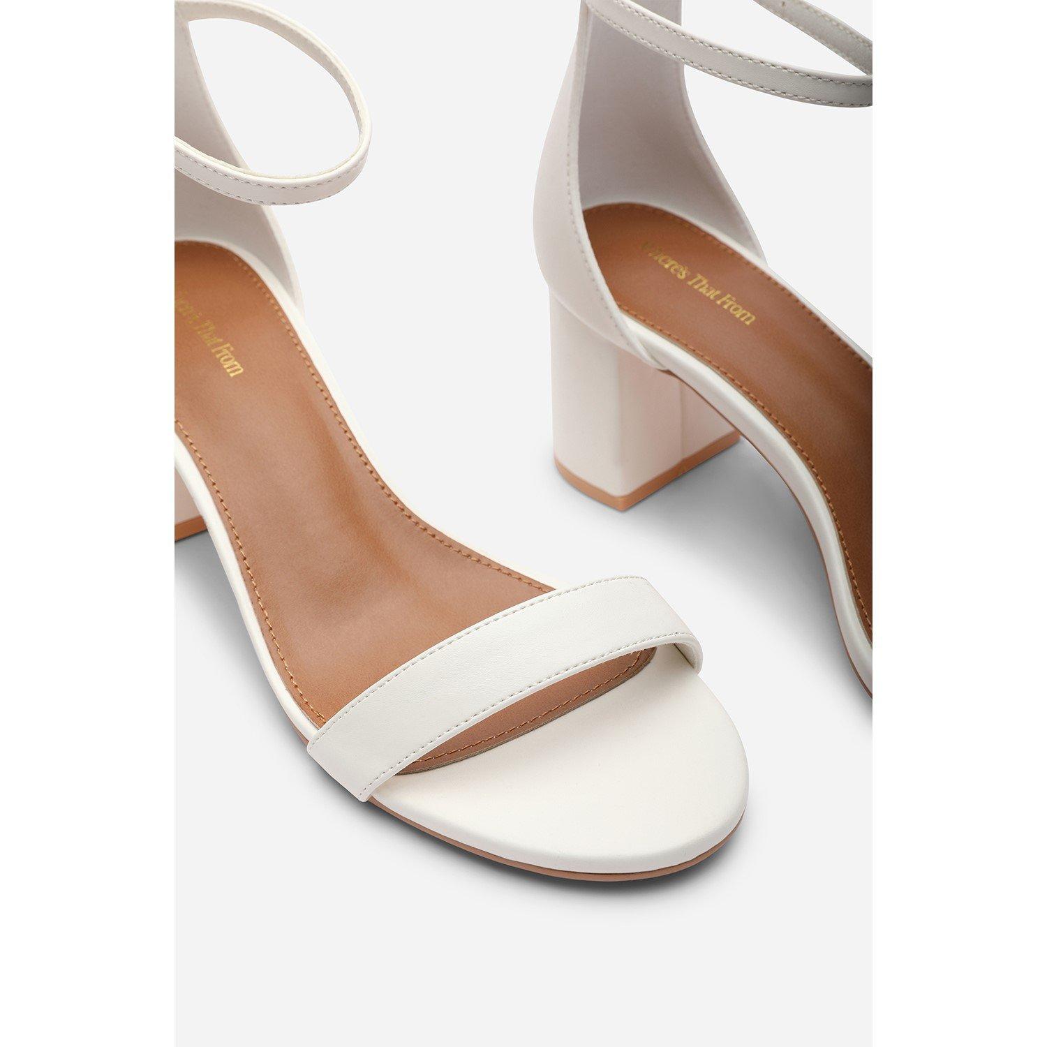White - Wheres That From - Beacon Ankle Strap Block Heel White Sandals - 4