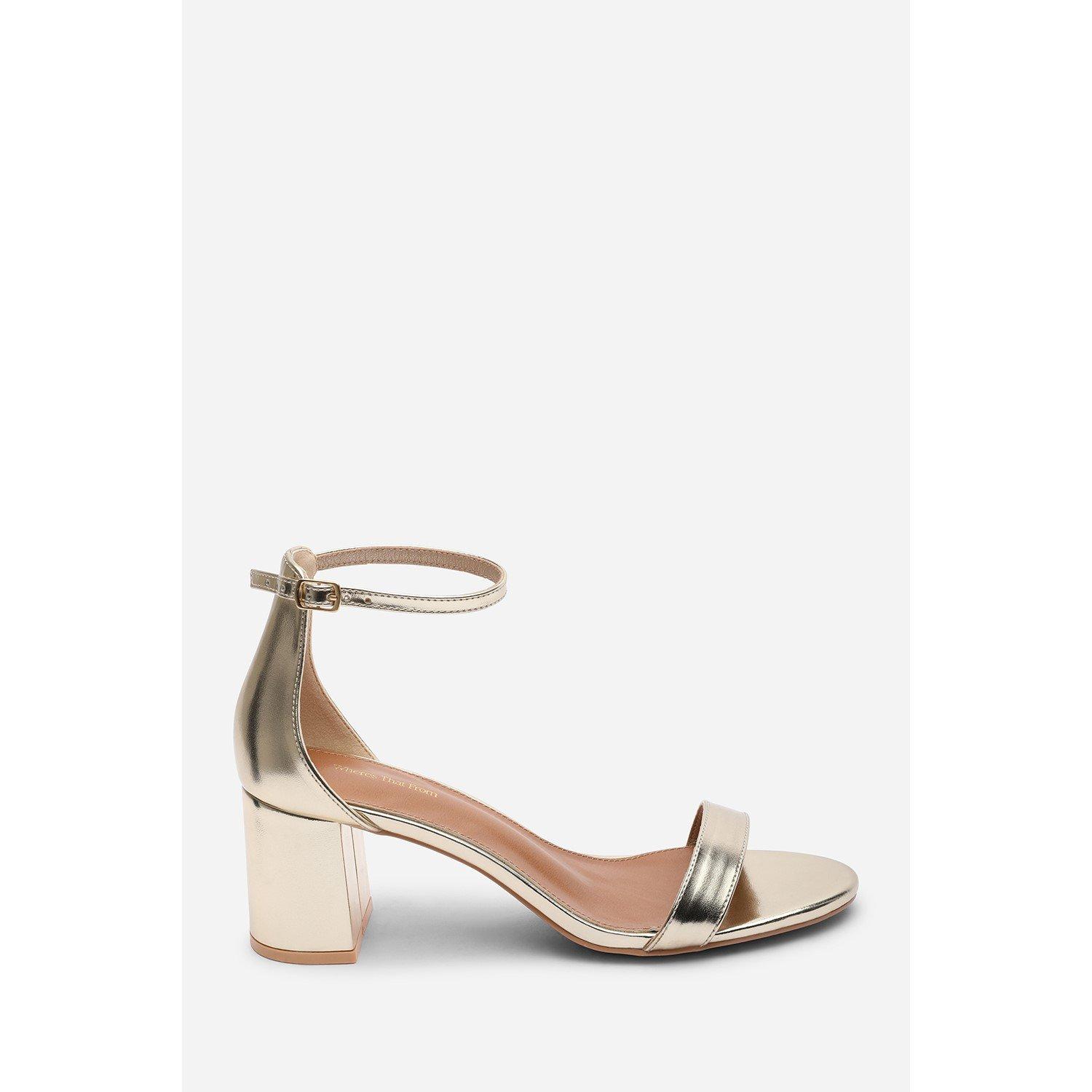 Gold - Wheres That From - Beacon Ankle Strap Block Heel Gold Metallic Sandal - 2