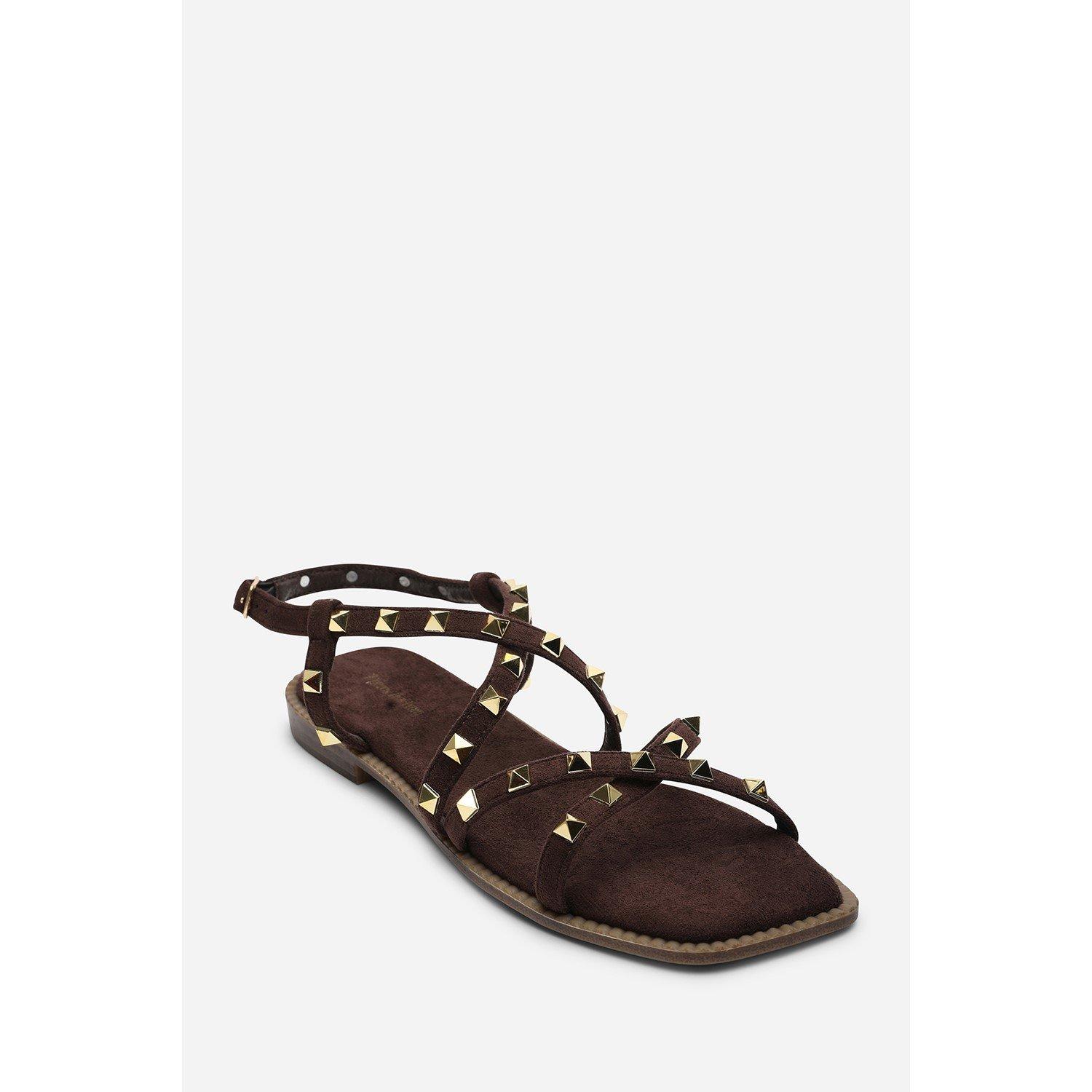 Dark Brown - Wheres That From - Montana Gladiator Sandal With Studd Detail In Dark - 3