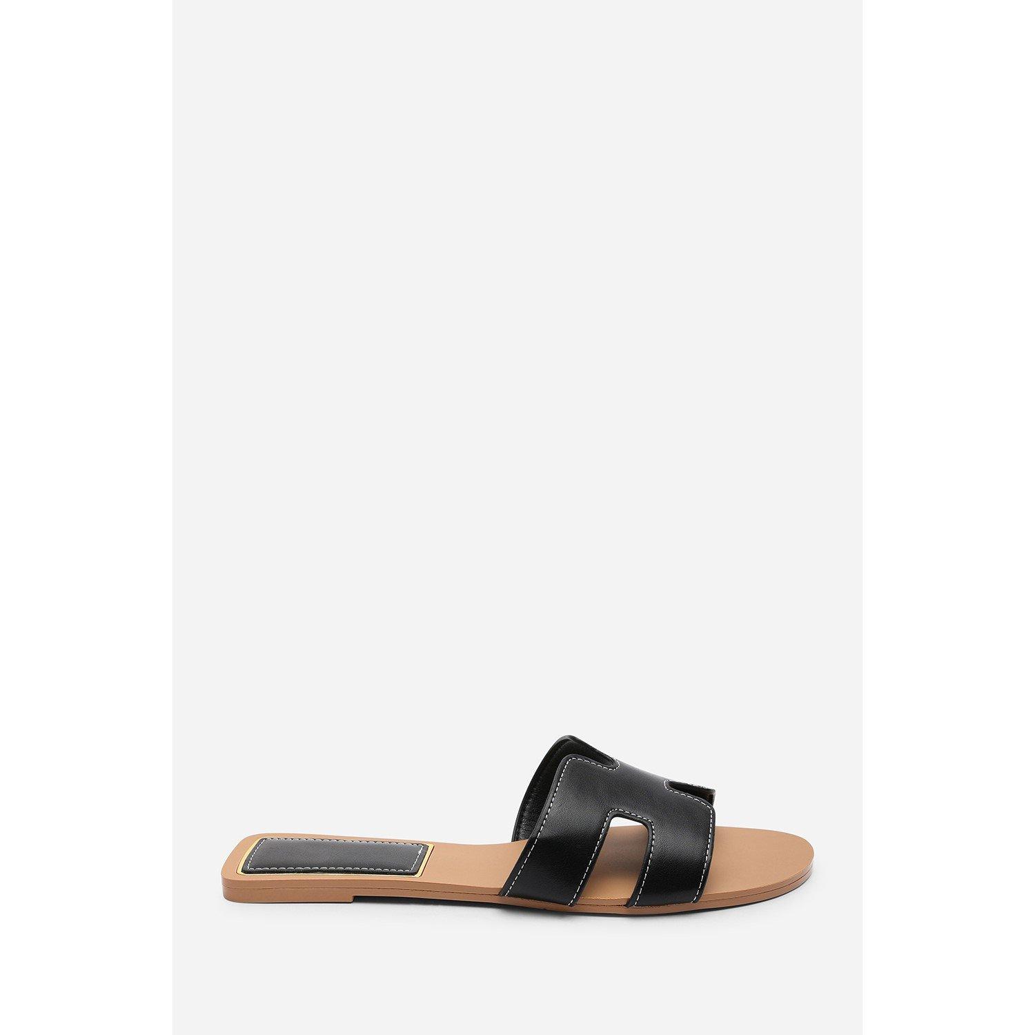 Black - Wheres That From - Grazia Cut Out Design Wide Fit Black Slide On Sand - 2