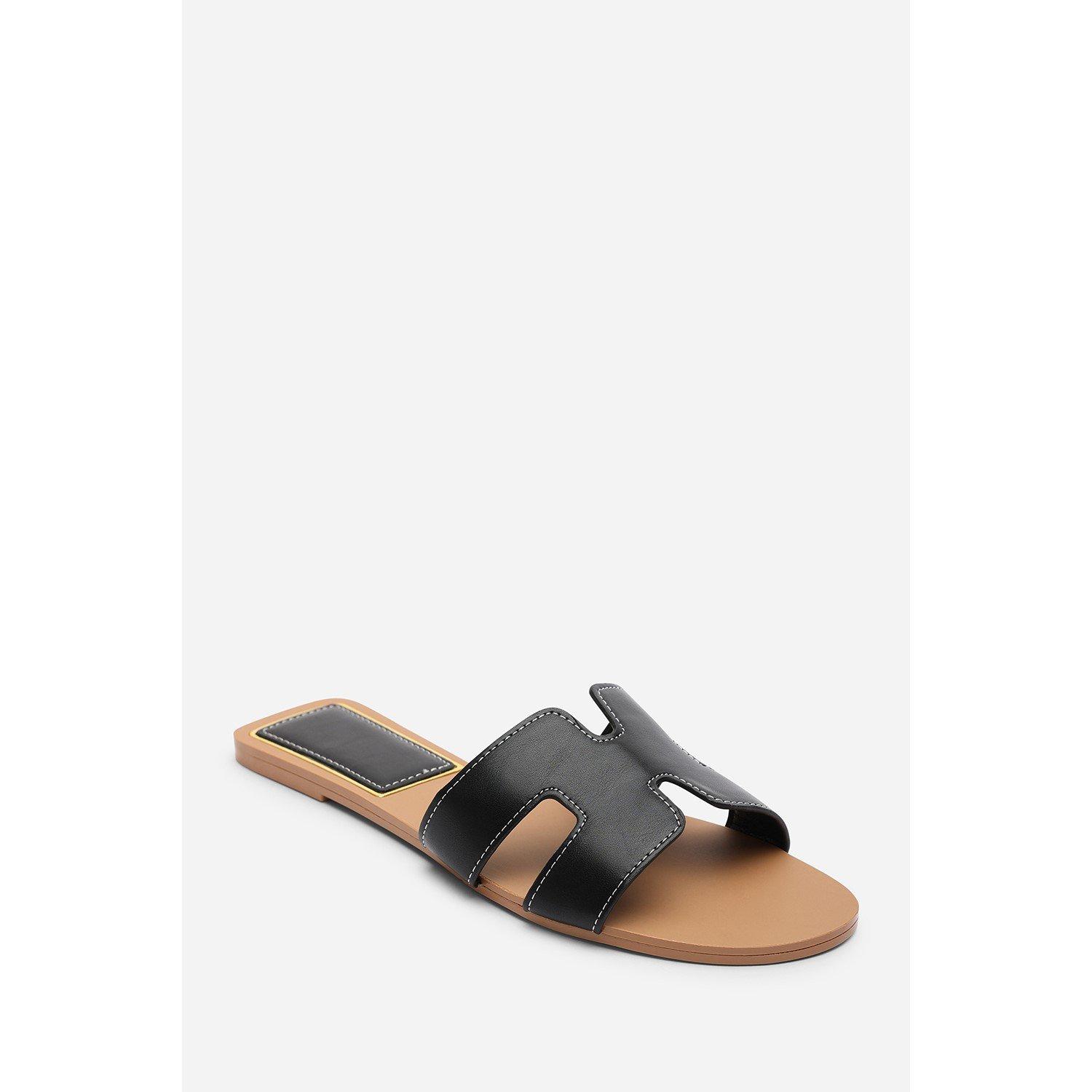 Black - Wheres That From - Grazia Cut Out Design Wide Fit Black Slide On Sand - 3