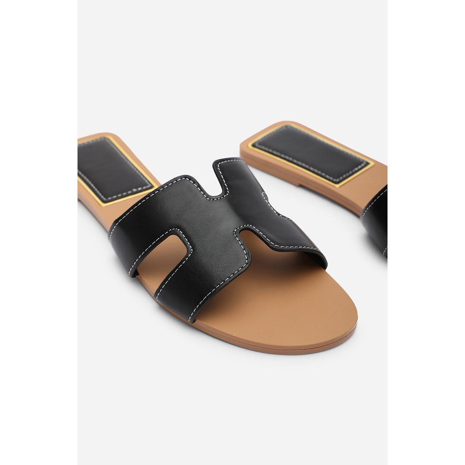 Black - Wheres That From - Grazia Cut Out Design Wide Fit Black Slide On Sand - 5